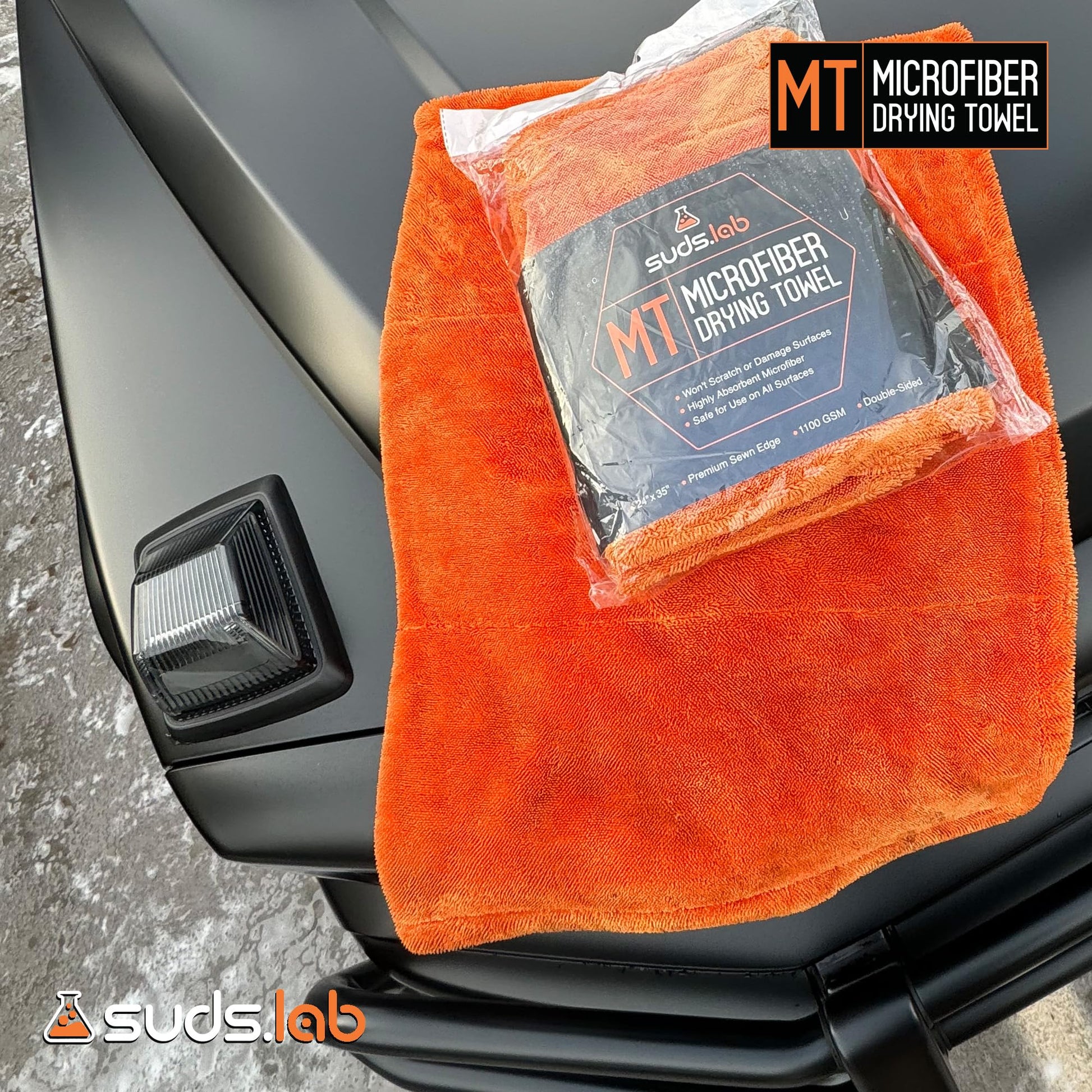 Toalla de Secado de Microfibra Suds Lab Azul Grande para Exterior del Automóvil