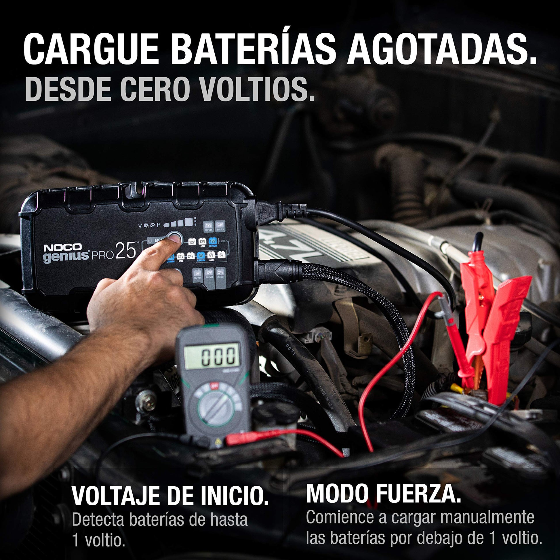 NOCO GENIUSPRO25: Cargador Inteligente 6V/12V/24V 25A – Profesional, mantenedor, desulfatador y Fuente de alimentación con protección contra sobrecarga – para baterías de Plomo y Litio