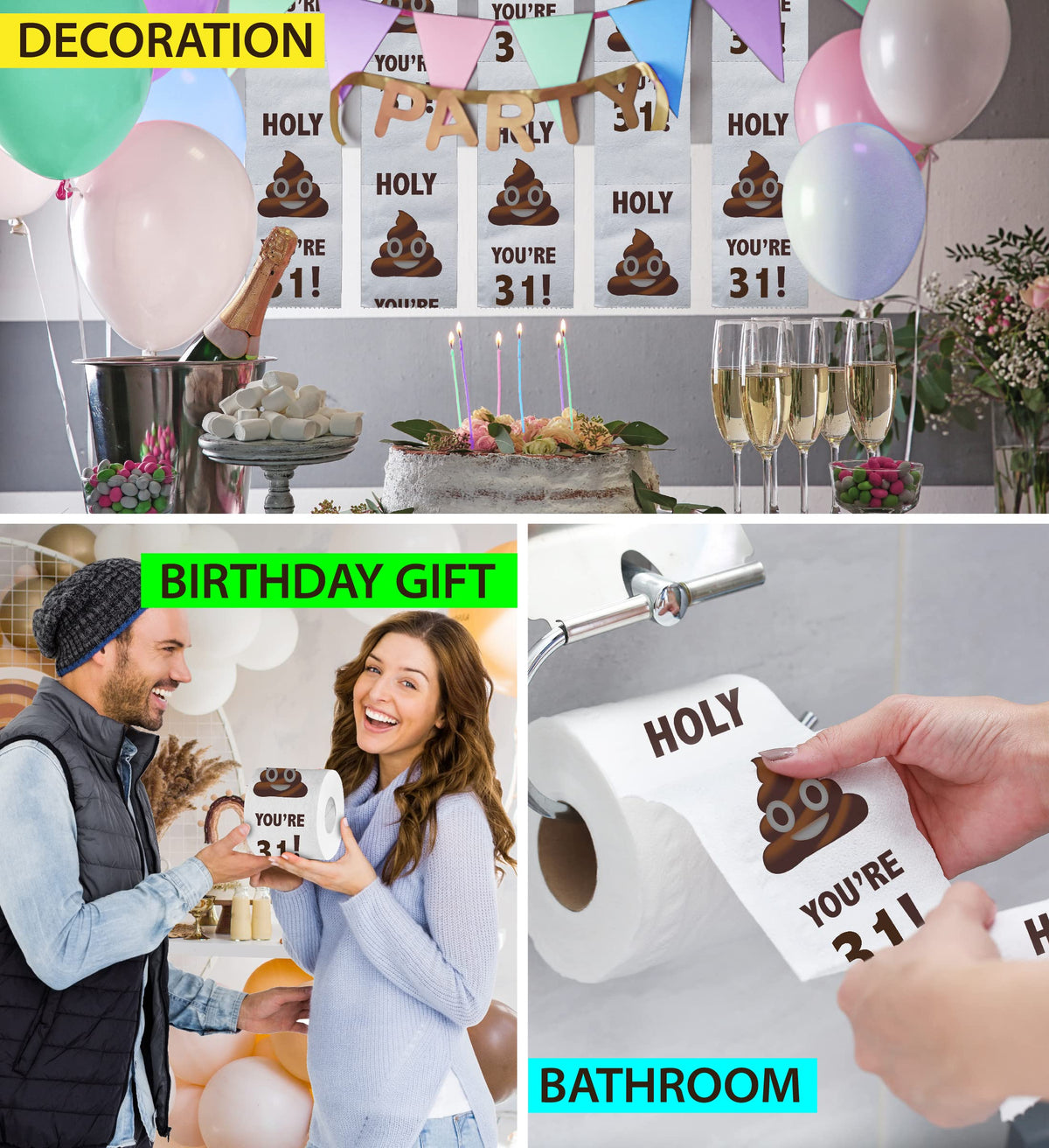 Papel Higiénico Impreso Holy Poop You're 31 31 Cumpleaños 500 Hojas