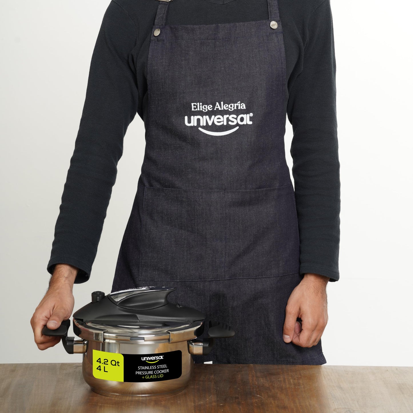 Olla de Presión Universal Acero Inoxidable 4 Litros con Tapa de Vidrio para Cocinas de Inducción