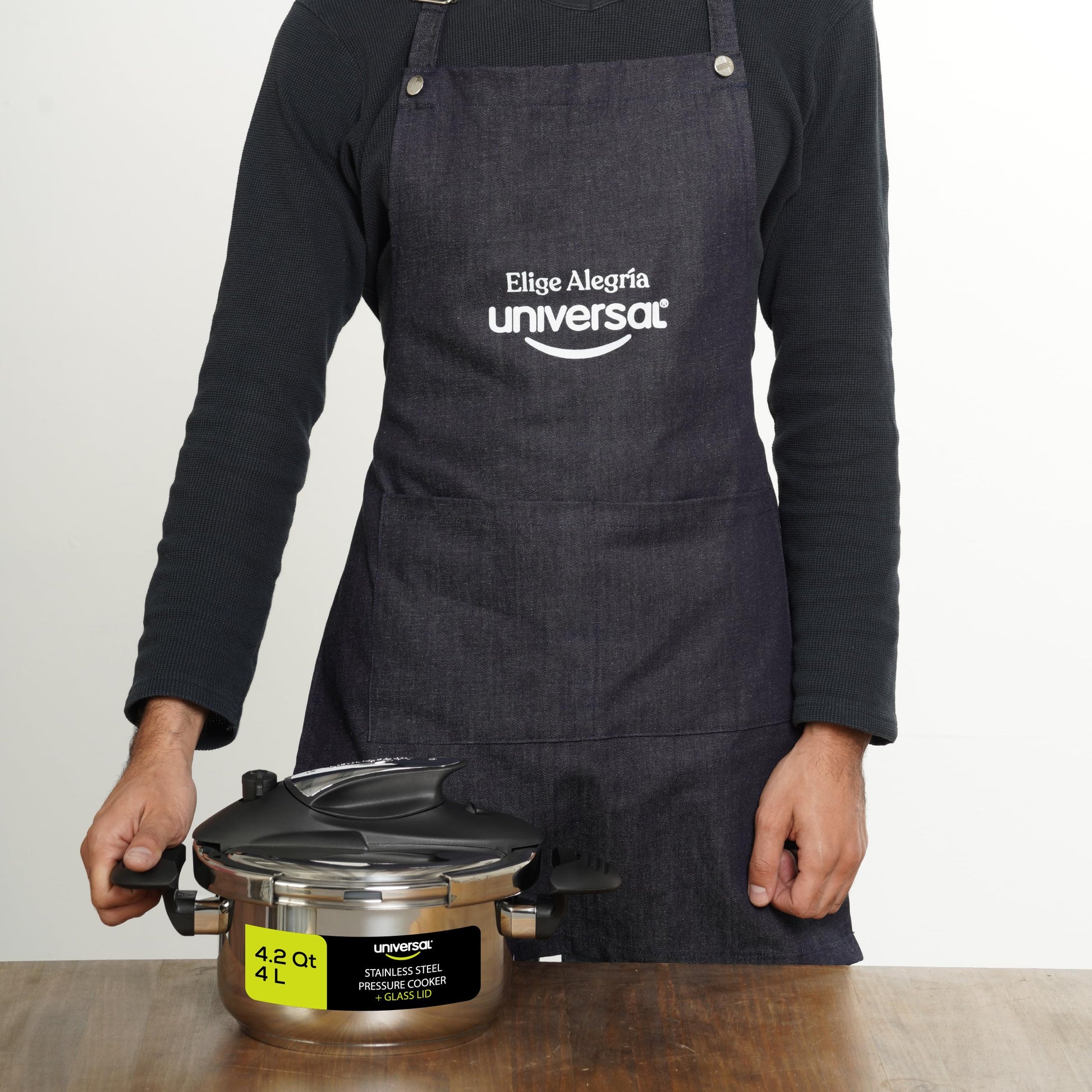 Olla de Presión Universal Acero Inoxidable 4 Litros con Tapa de Vidrio para Cocinas de Inducción