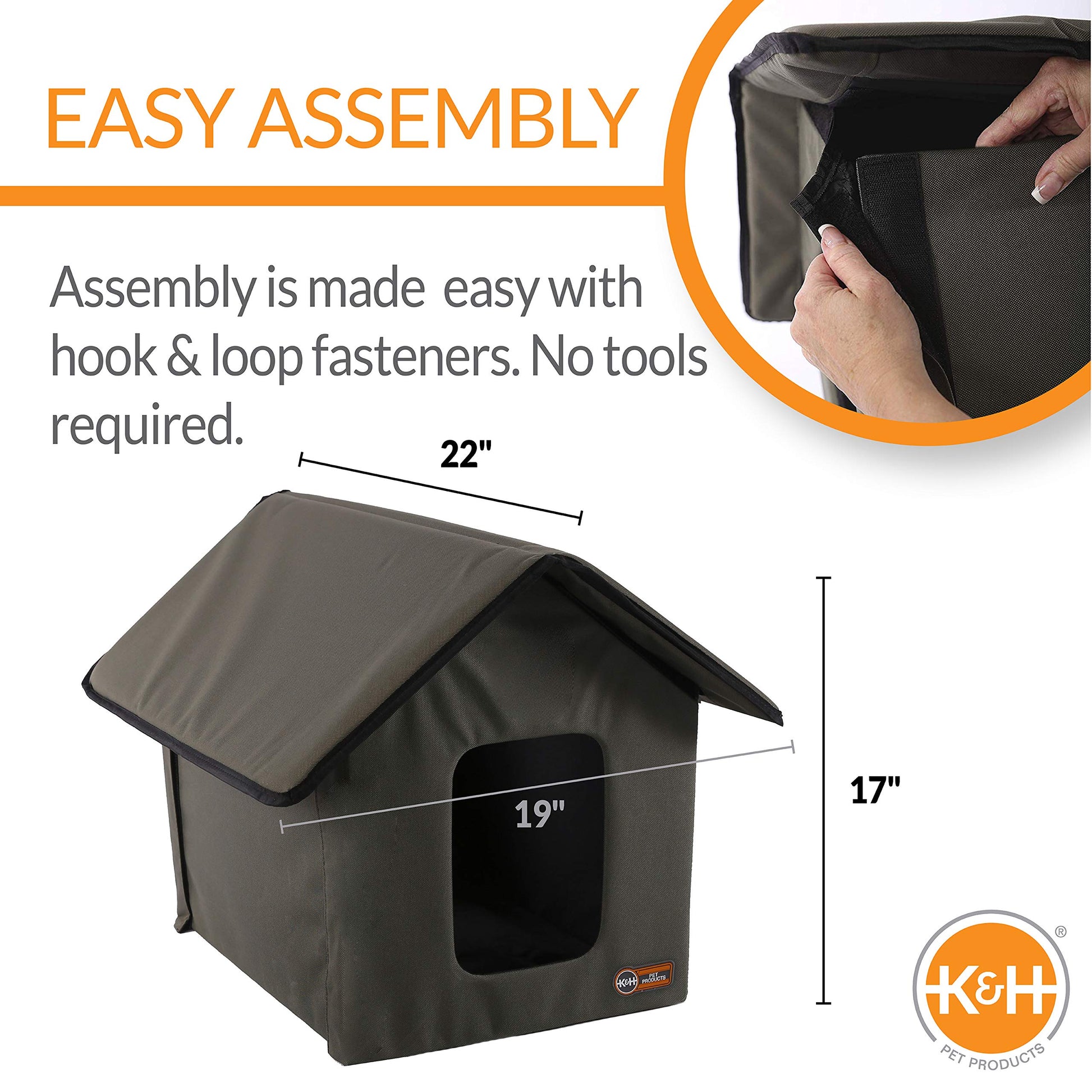 K&H Pet Products 3990 Outdoor Kitty House, 18 x 22 x 17-Inches, Unheated - Olive
