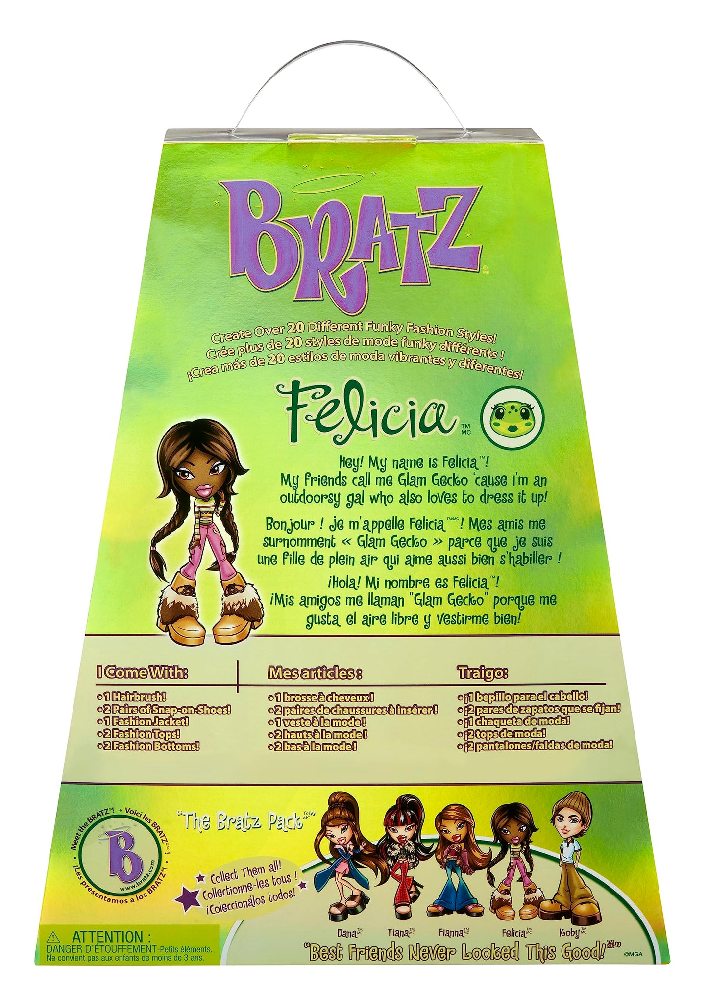 Bratz Muñeca de Moda - Felicia - Serie 3 - Muñeca, 2 Conjuntos y póster - para coleccionistas y niños y niñas Mayores de 6 años