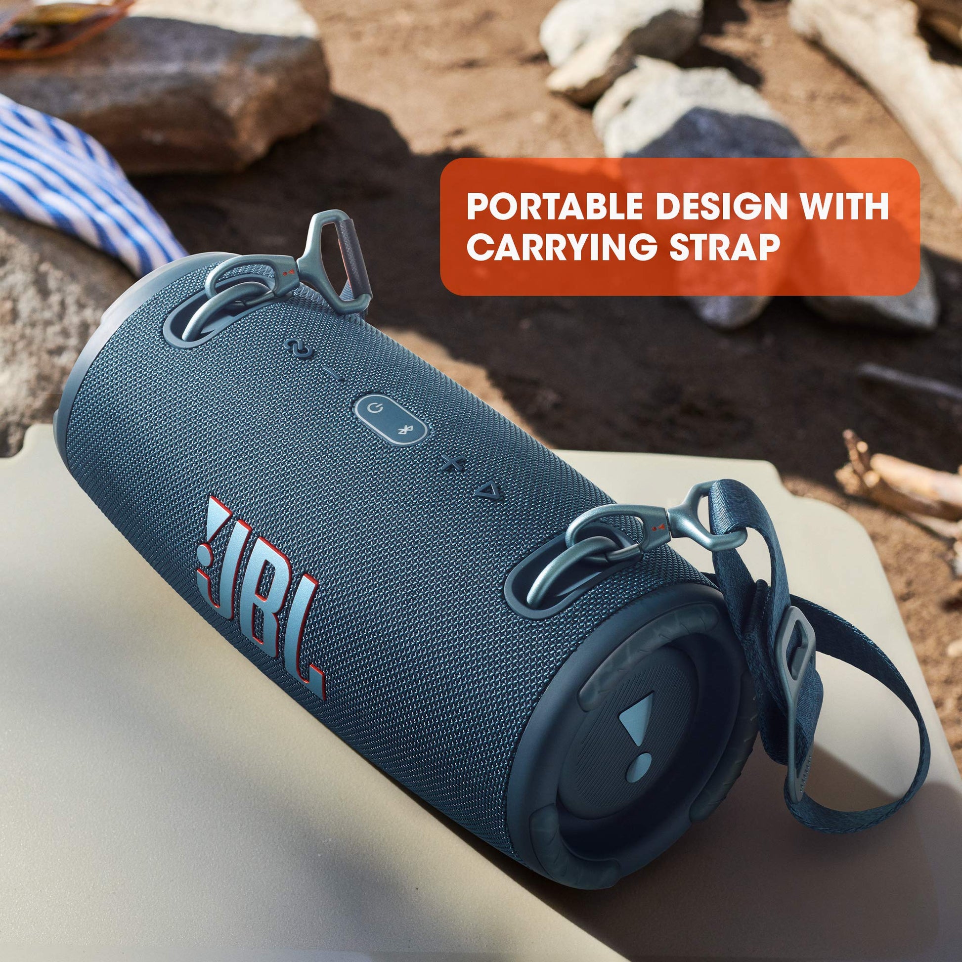 JBL Xtreme 3 - Altavoz Bluetooth portátil, Sonido Potente y Graves Profundos, IP67 Impermeable, 15 Horas de Tiempo de reproducción, powerbank, PartyBoost para emparejamiento multialtavoz (Azul)