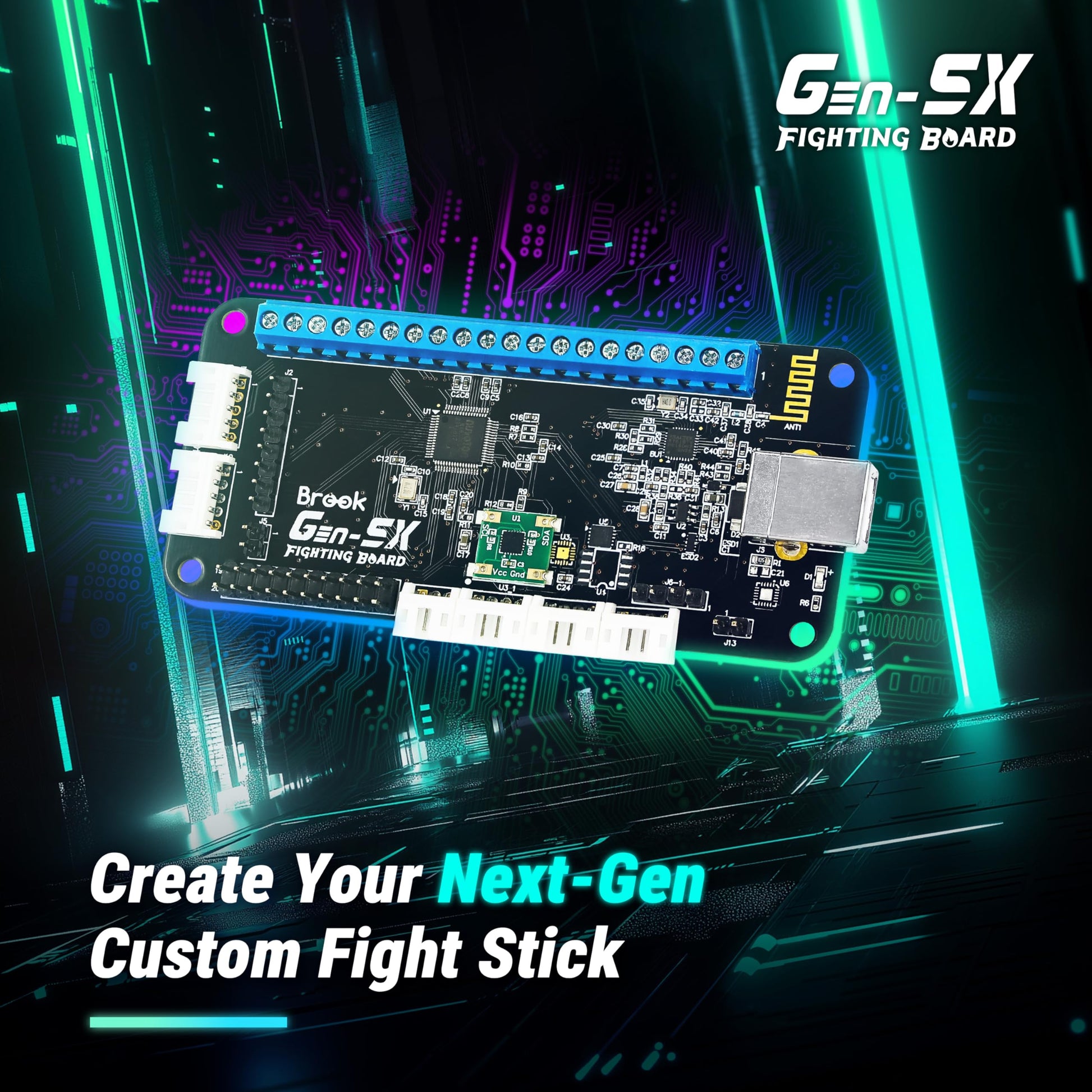 Brook Gaming Gen5X - Tablero de lucha con pegatina - Multiplataforma definitiva compatible con PS5, XB Series, XS, NS y PC, tiempos de respuesta rápidos para juegos de lucha 【Versión exclusiva】