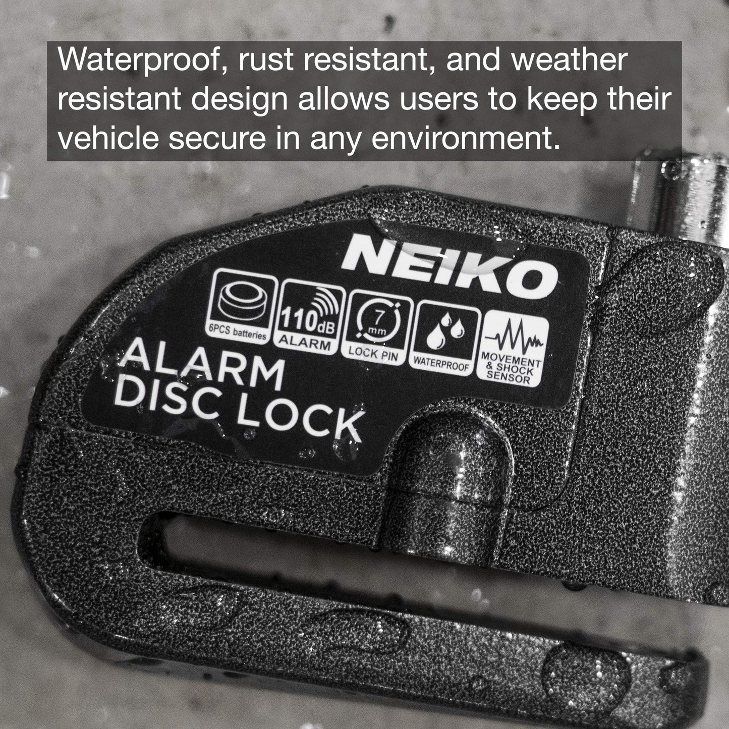 NEIKO 52908A - Candados de motocicleta antirrobo con alarma, bloqueo de disco de motocicleta con alarma, sensor de movimiento antirrobo, freno de bloqueo de seguridad, bloqueo de alarma universal para motocicletas, bicicletas y más