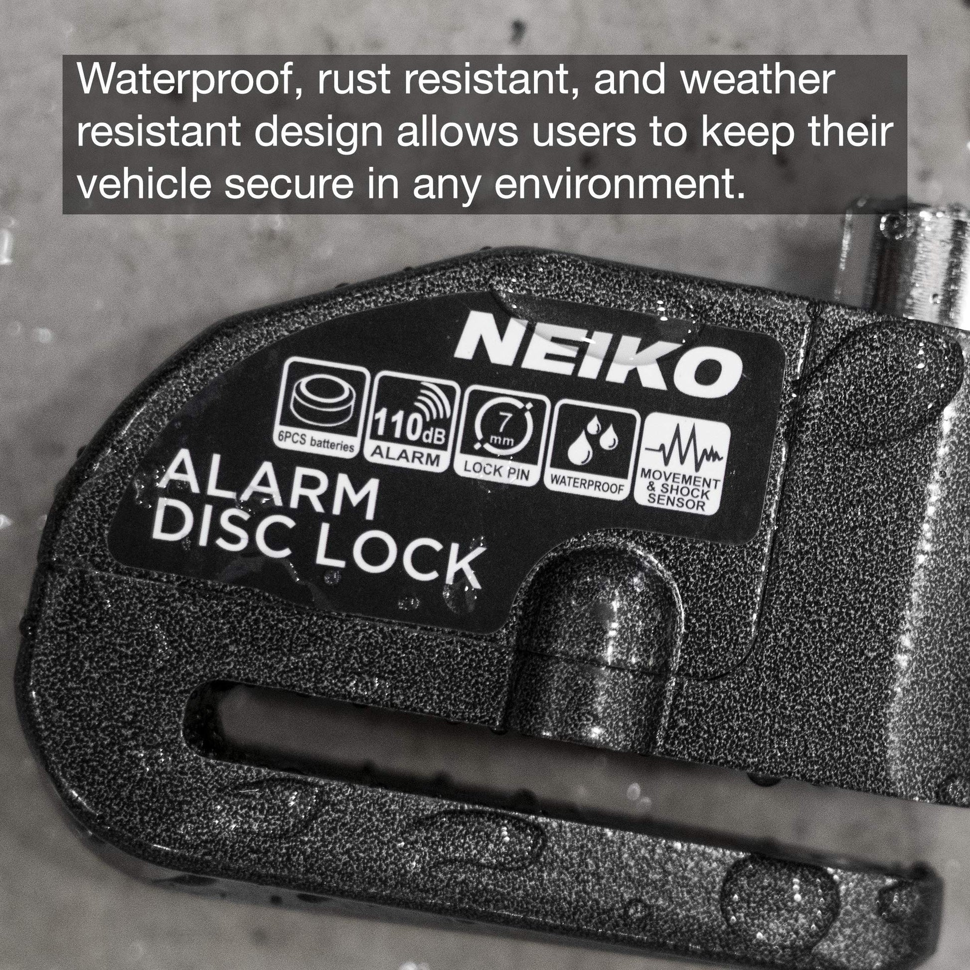 NEIKO 52908A - Candados de motocicleta antirrobo con alarma, bloqueo de disco de motocicleta con alarma, sensor de movimiento antirrobo, freno de bloqueo de seguridad, bloqueo de alarma universal para motocicletas, bicicletas y más