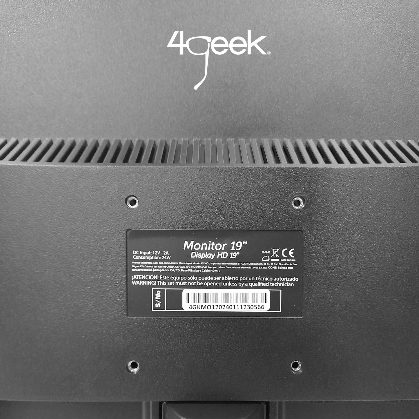 Stylos Monitor 19 Pulgadas Modelo-4GKMO1B 4Geek -60Hz- Flat Tiempo de Respuesta 5ms Color Negro elección Perfecta para tu Espacio de Oficina diseño Bonito y Elegante.