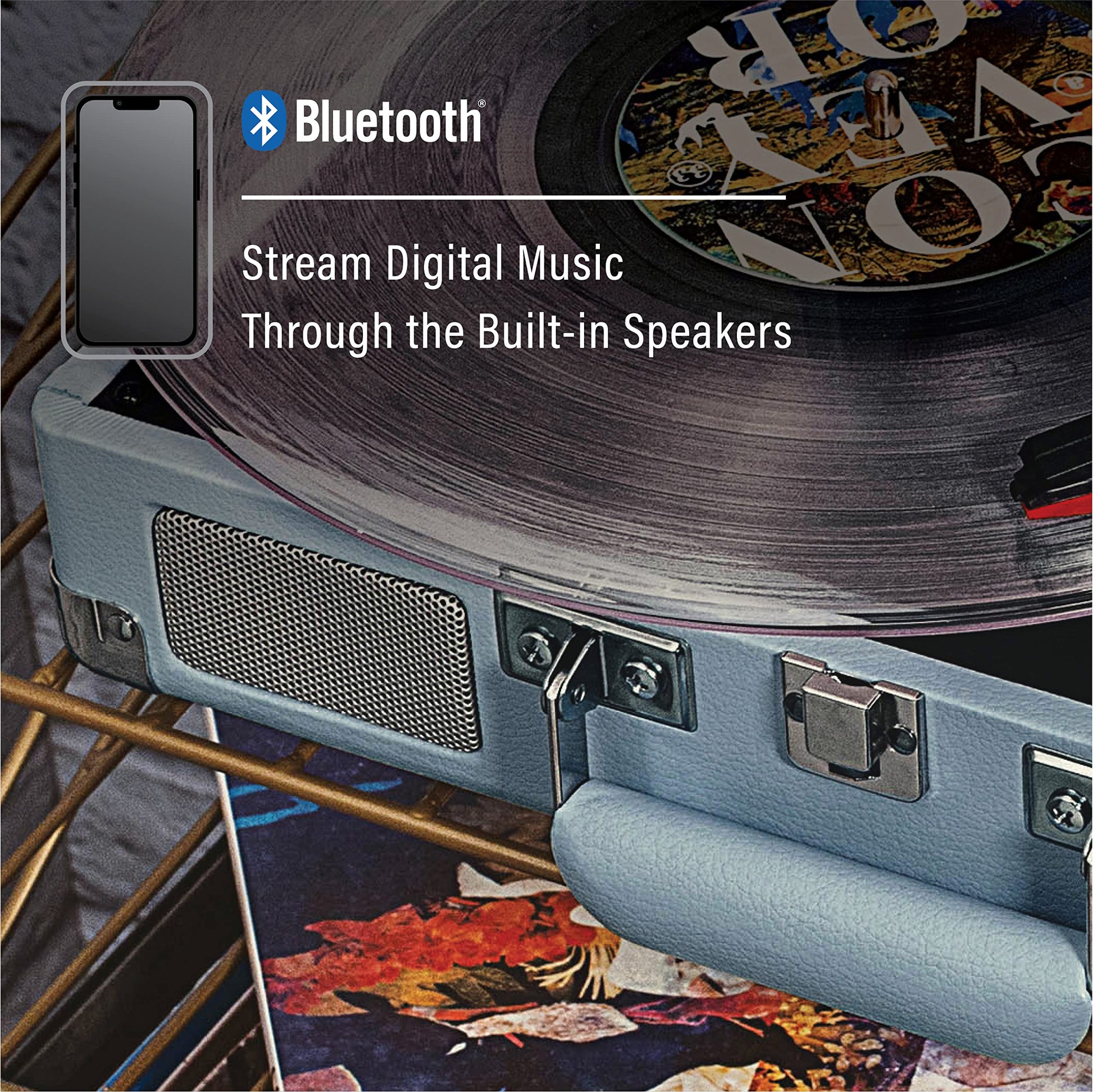 Crosley CR8005F-TN Cruiser Plus - Tocadiscos de Vinilo con Bluetooth de 3 velocidades, turmalina