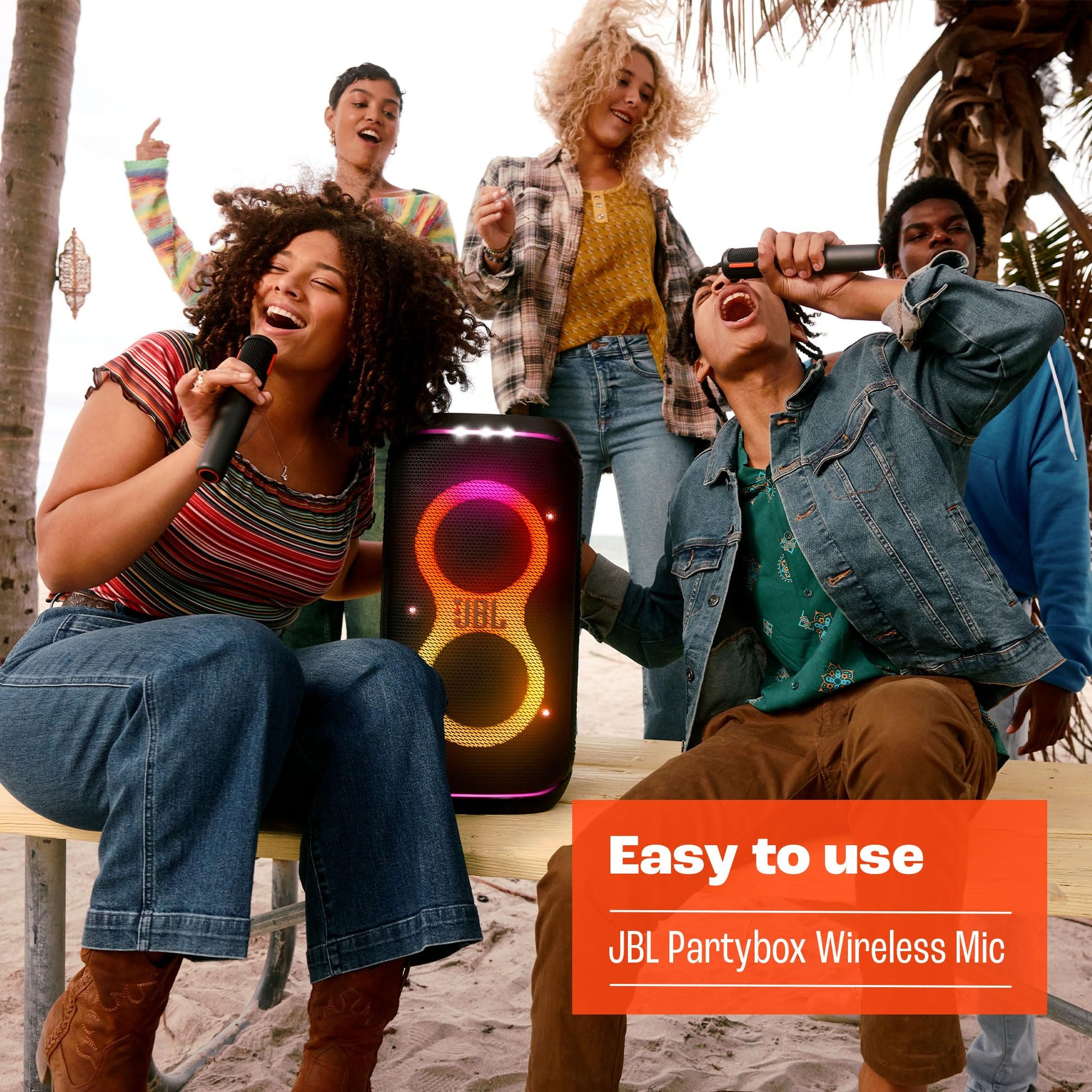 JBL PartyBox - Micrófono inalámbrico – 2 micrófonos inalámbricos Digitales, batería Recargable (20 Horas - 700 mAh), Voz Clara, Sonido nítido, conexión Estable de 2.4 GHz, Compatible con Todos los