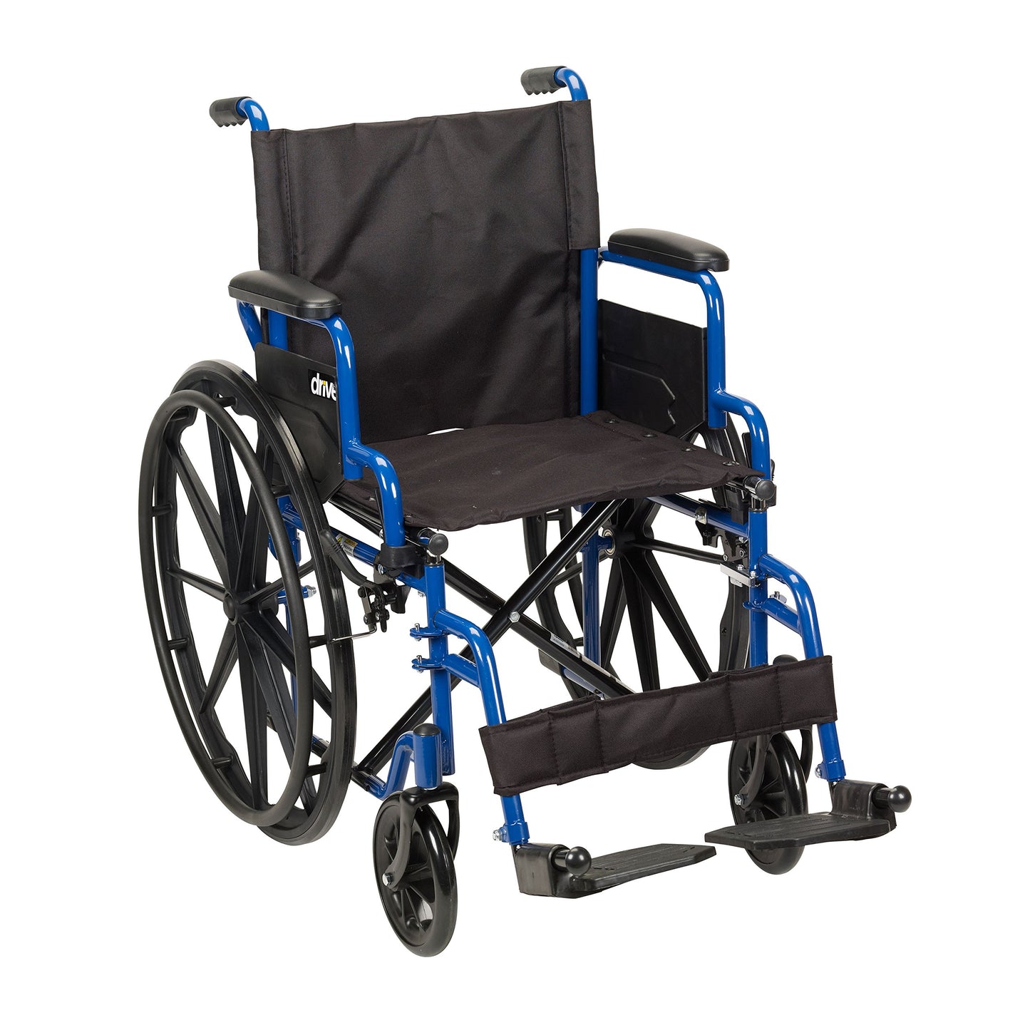 Silla de Ruedas Drive Medical Azul con Brazos de Escritorio Desmontables y Reposapiés Abatible