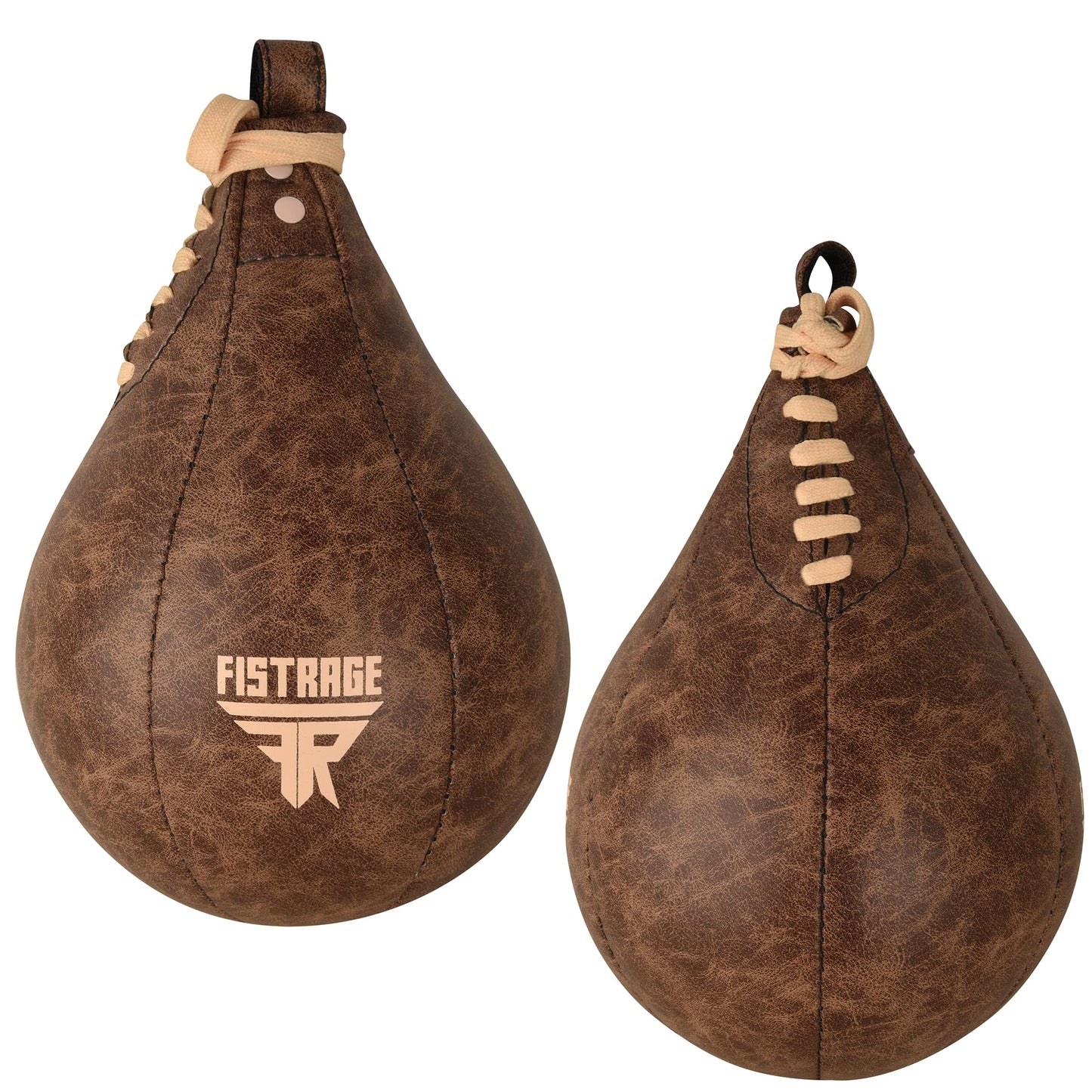Bolsa de Boxeo FISTRAGE Beige con Kit de Entrenamiento Giratorio de Piel para MMA y Muay Thai