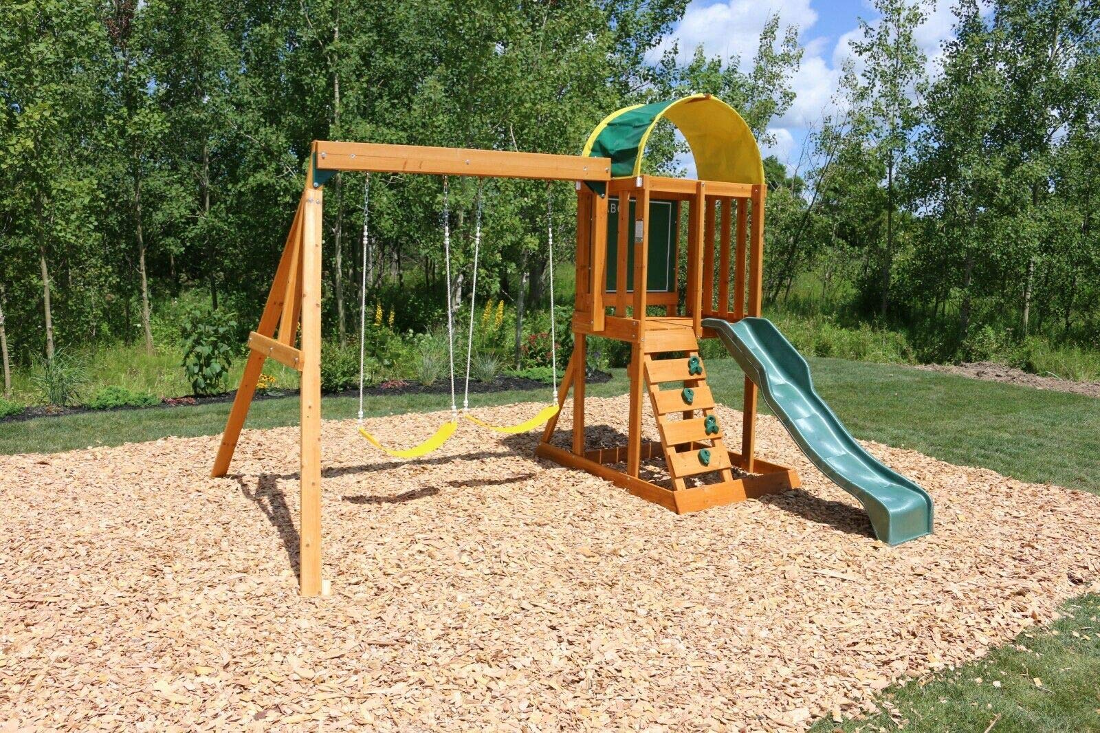 Unknown - Juego de columpio de madera para el techo, patio de juegos para niños, para jugar al aire libre, patio y caja de arena