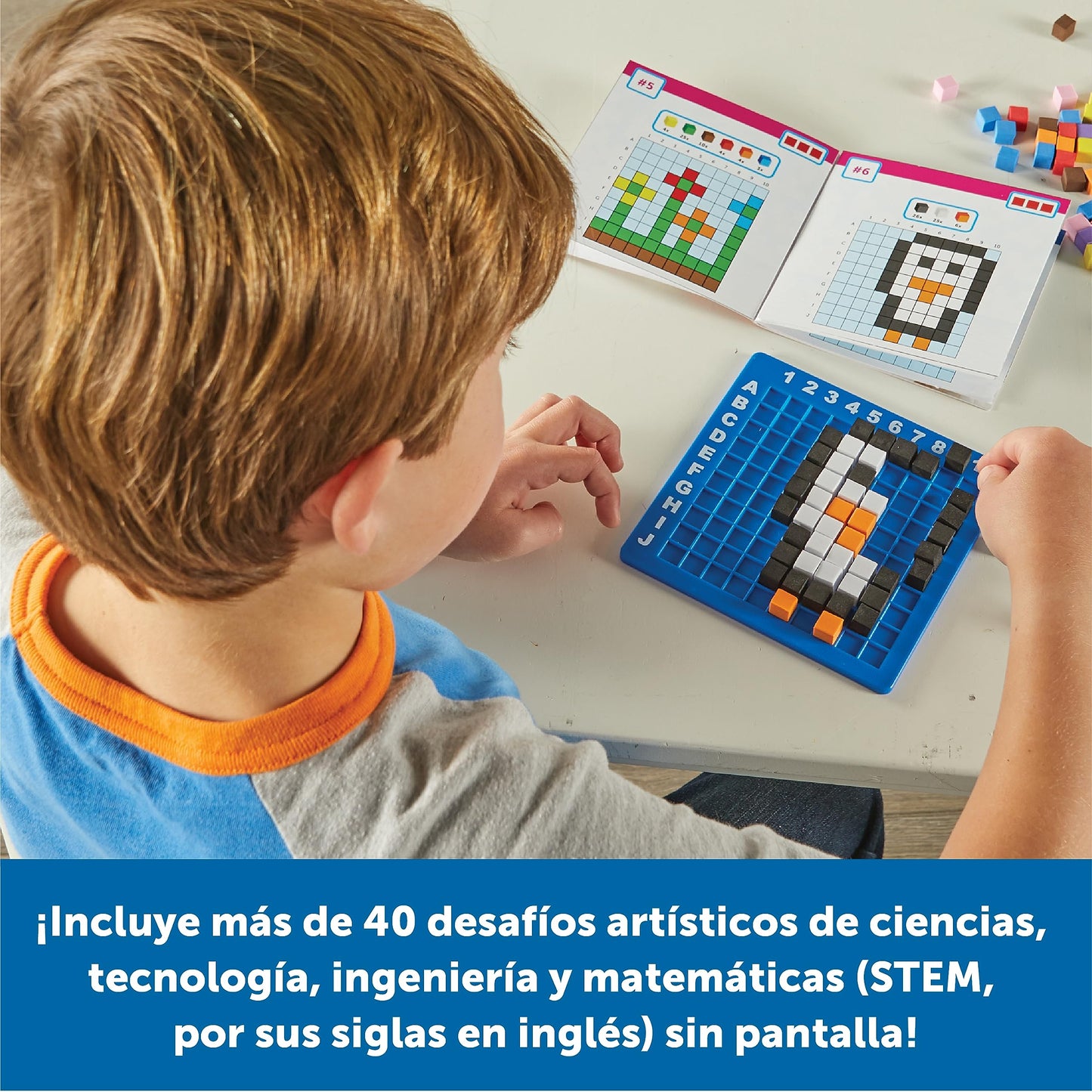 Learning Resources Stem Explorers Pixel Art Challenge, 402 Piezas, Mayores de 5 años, Juguetes Stem para Niños, Codificación Básica para Niños, Actividades Stem para el Salón de Clases