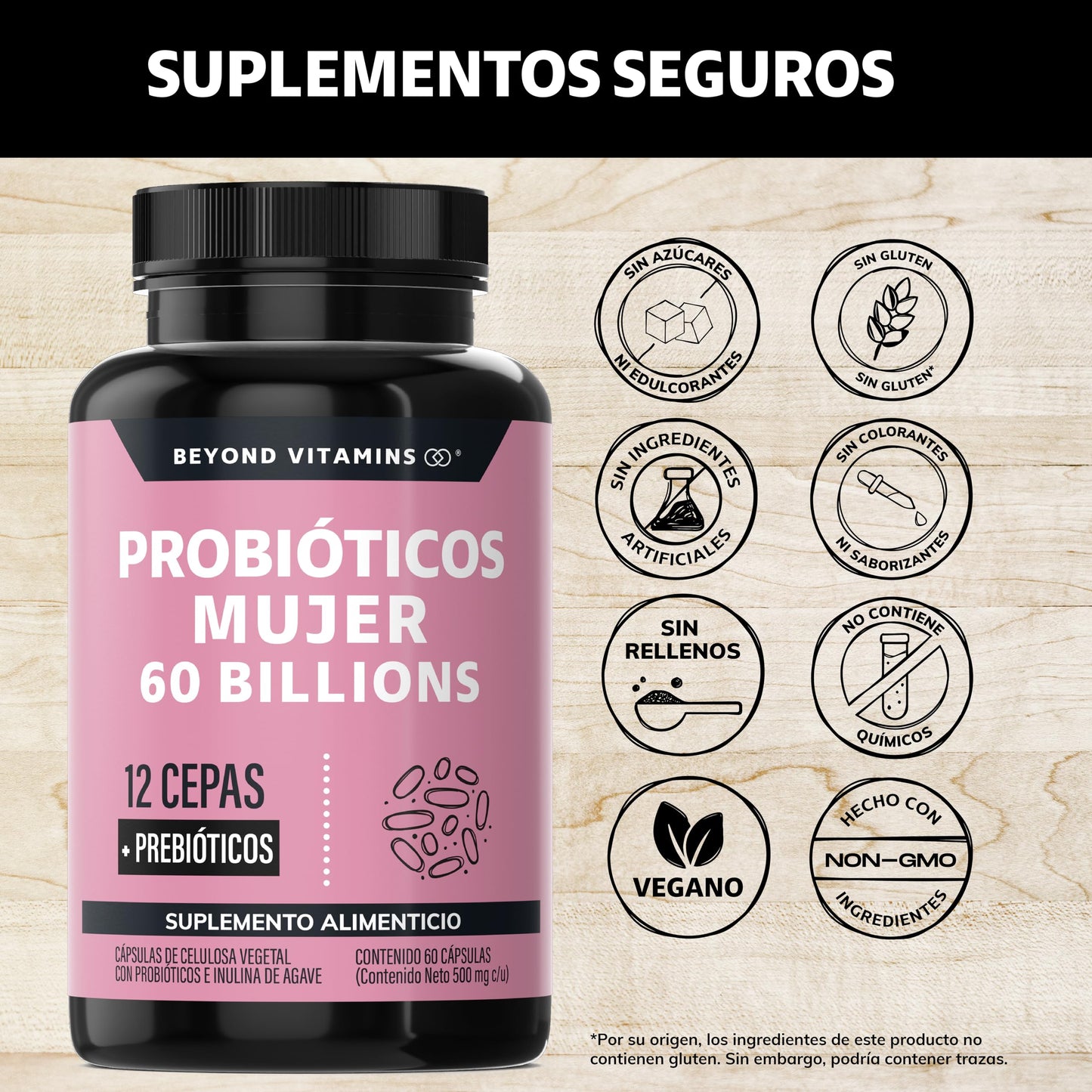 Suplemento Alimenticio Beyond Vitamins Probióticos + Prebióticos Inulina de Agave para Mujer