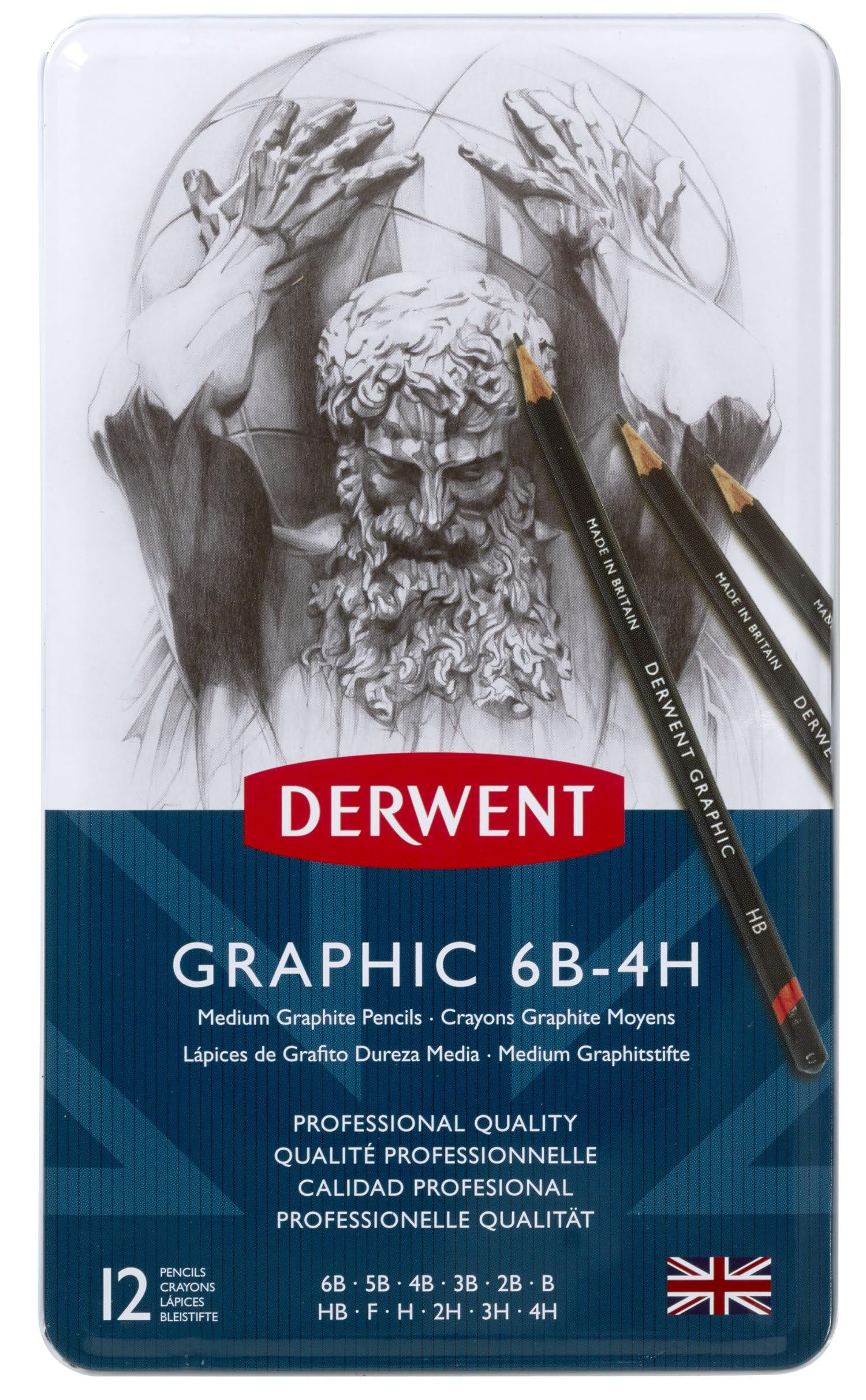 Derwent - Lápices gráficos, 12 unidades, Gris, Mediano