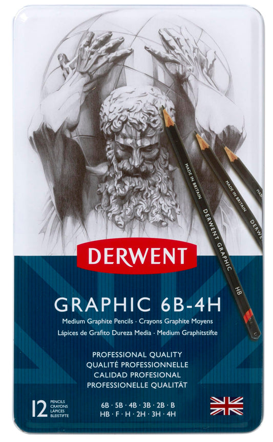 Derwent - Lápices gráficos, 12 unidades, Gris, Mediano