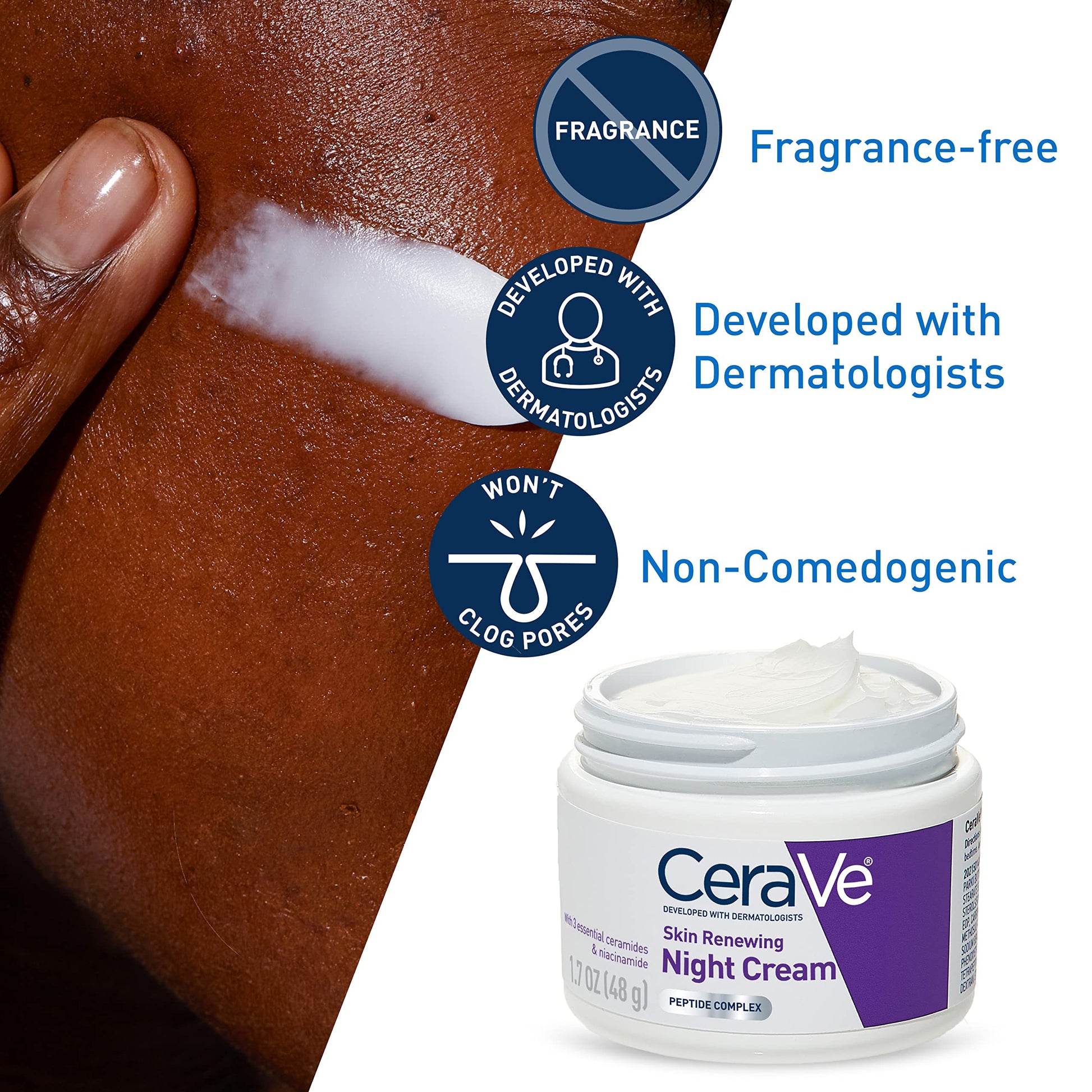CeraVe - Renewing System, Crema de noche renovadora para la piel, 1.7 onzas