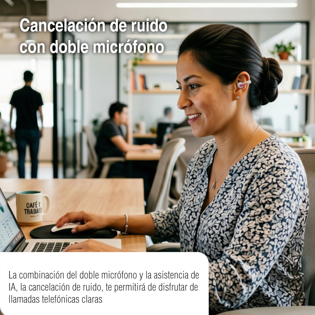 Audífonos Bluetooth havit Beige con Estuche de Carga Openbuds 1