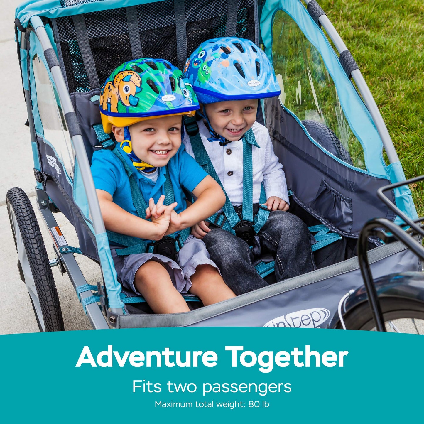 Instep - Remolque Plegable de Asiento único y Doble Asiento detrás de la Bicicleta, con toldo 2 en 1 y Ruedas de 40.6 cm, para niños, Varios Colores Disponibles
