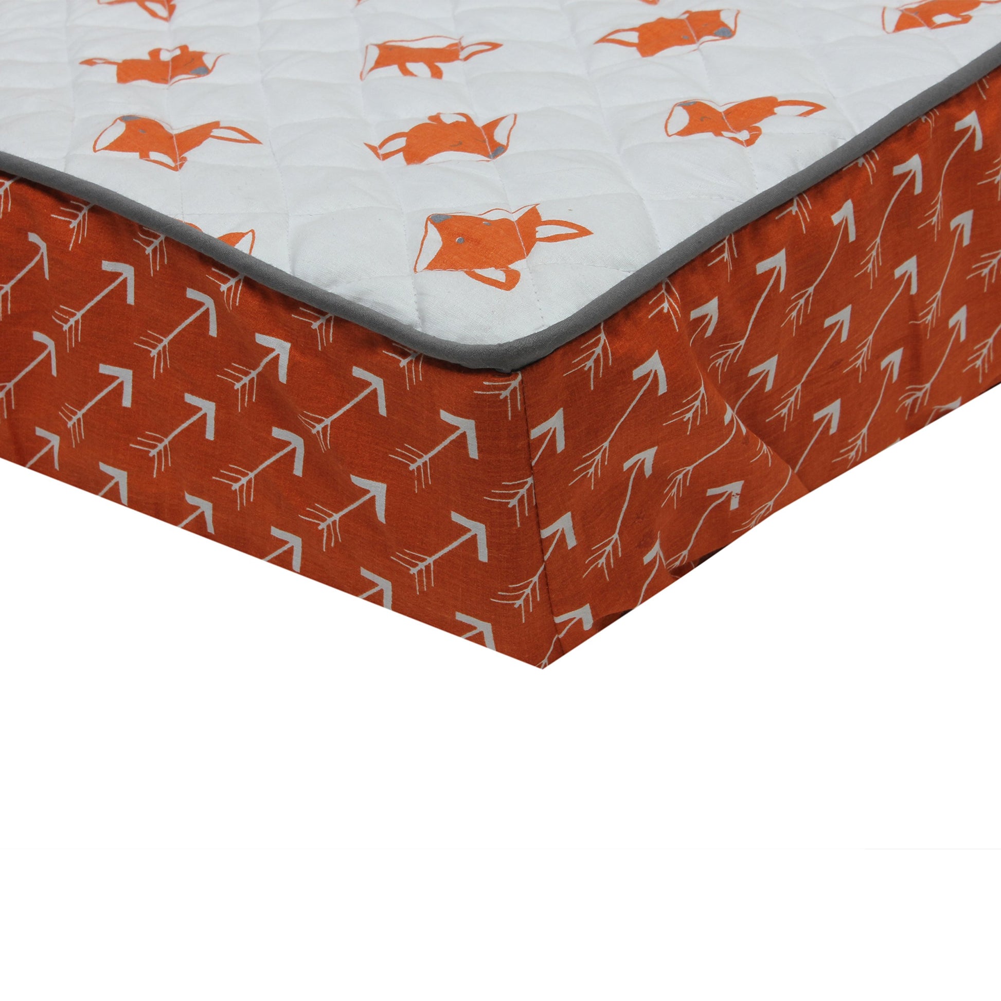 Bacati PFOGCPC1 Playful Foxs Arrows Changing Pad Cover, Orange/Grey