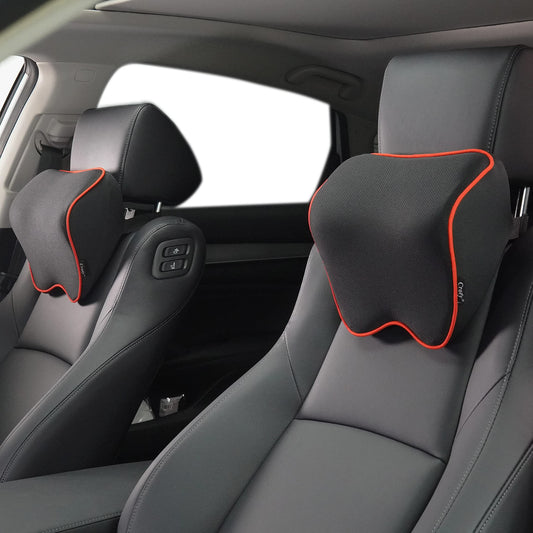 Crofy - Paquete de 2 almohadas para el cuello del coche, suave reposacabezas de coche para conducir con correa ajustable, 100% espuma viscoelástica y funda extraíble transpirable, diseño ergonómico