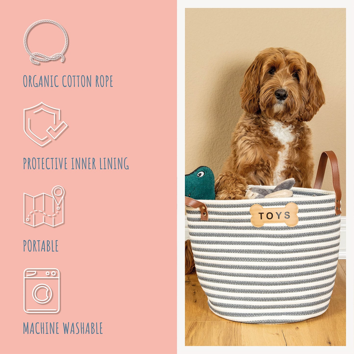 Almacenamiento de Juguetes Park Life Designs Rayas Blanca Gris para Mascotas