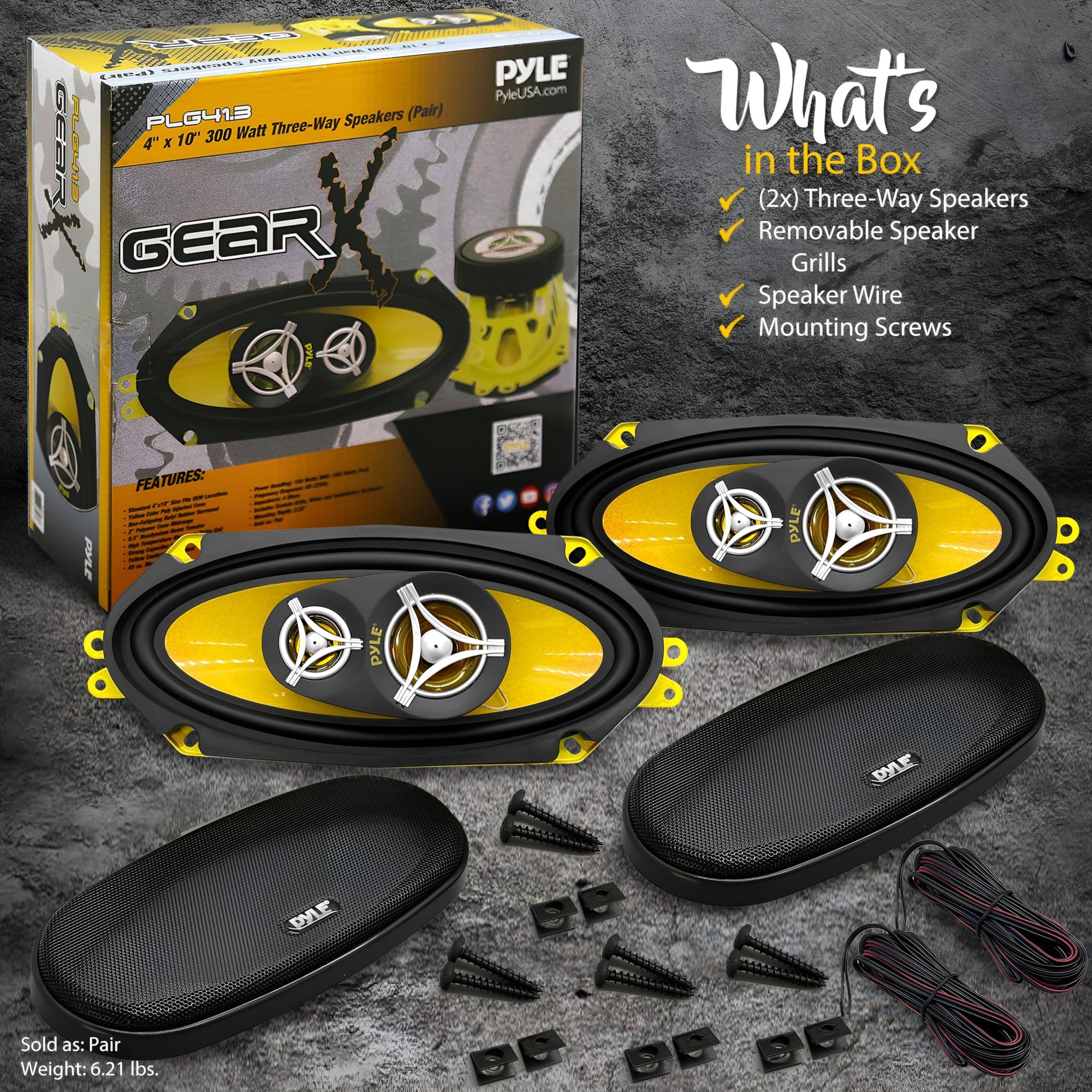 Bocinas para Auto Pyle 3 Vías Pro Negro 300 Watts