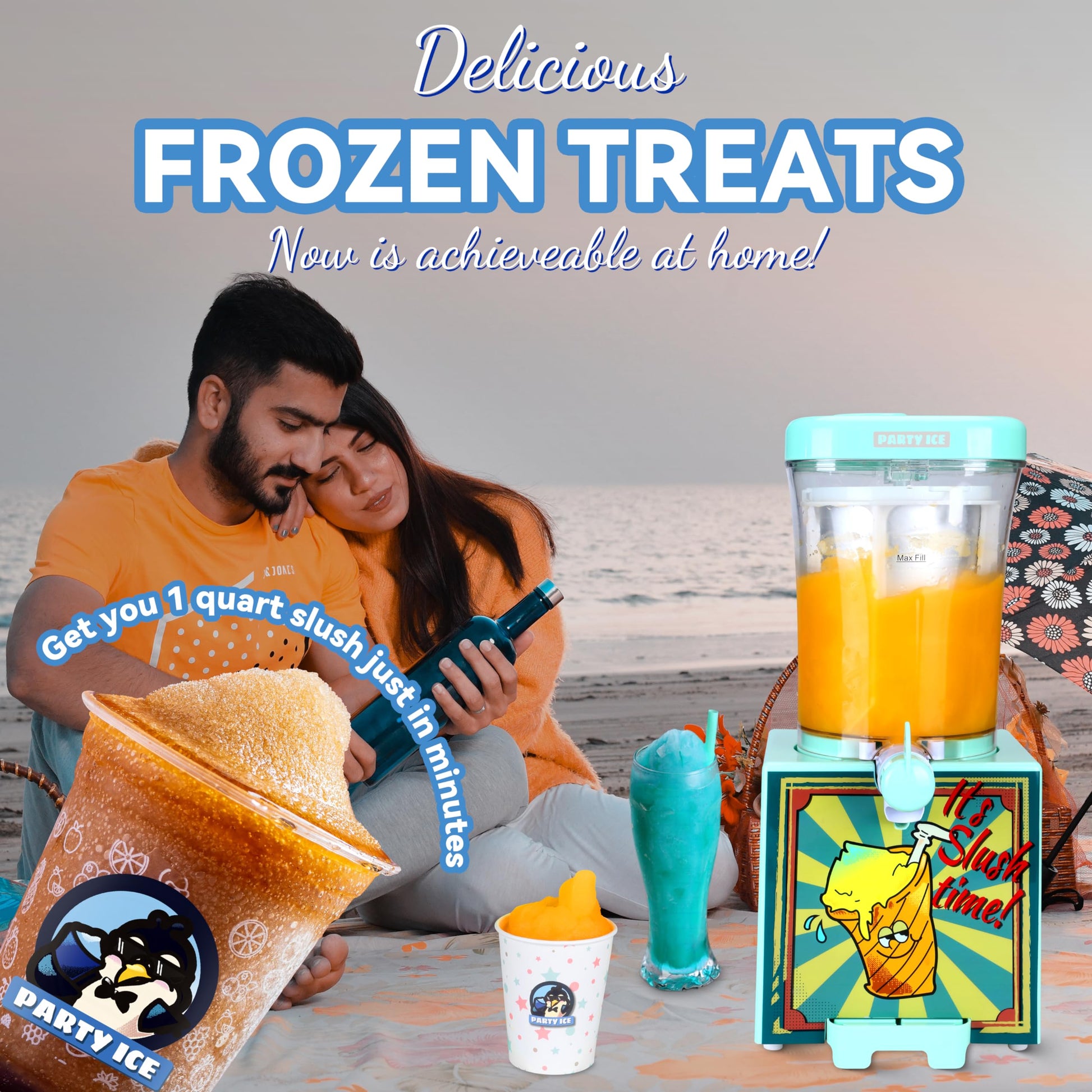 Máquina para Granizados Party Ice Home Azul 33 Onzas