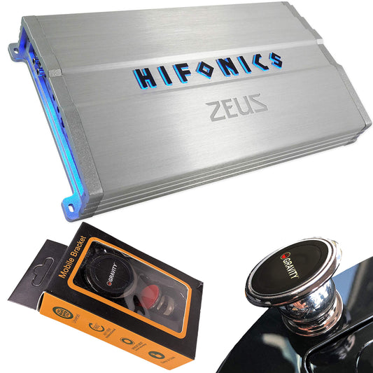 Hifonics ZG-1200.4 Zeus Gamma 1200 W 4 canales amplificador de audio puenteable de rango completo clase A/B Amp para automóvil y vehículos con soporte magnético de gravedad para teléfono