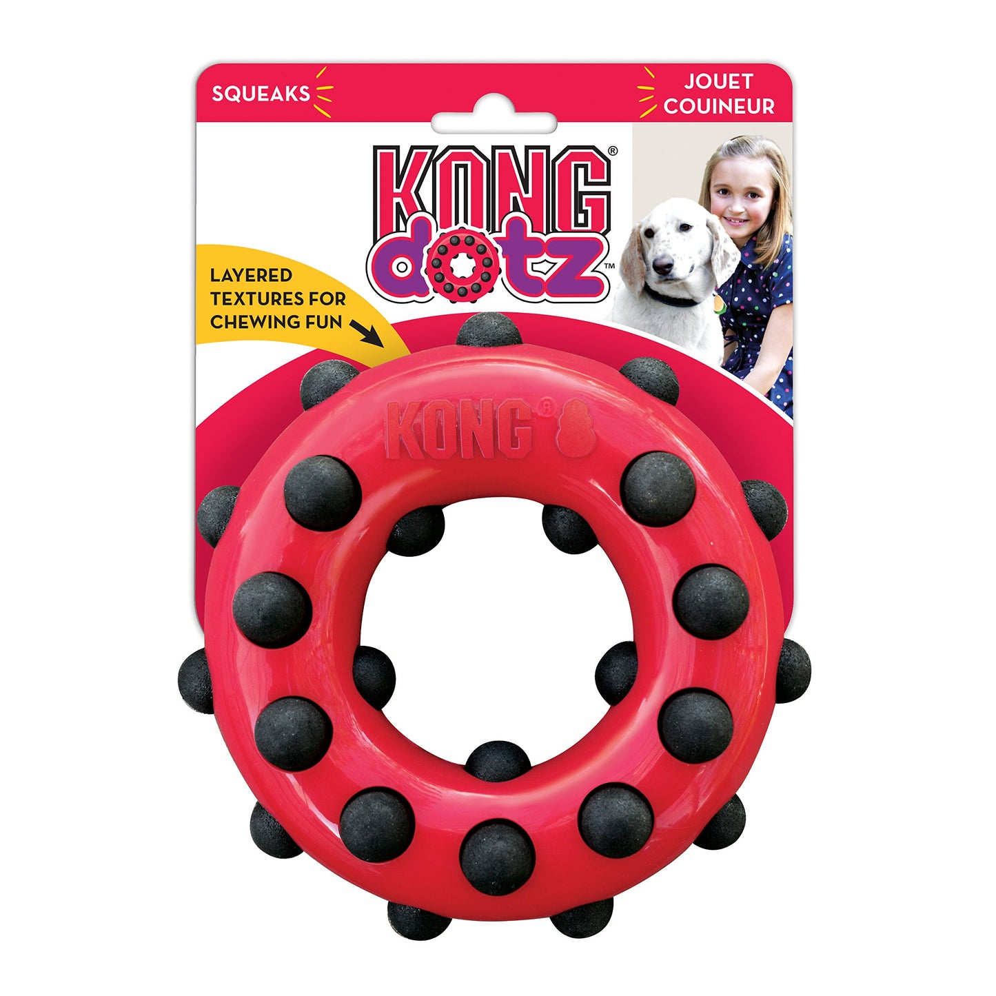 Kong Dotz Circle, color Rojo con Negro, Grande