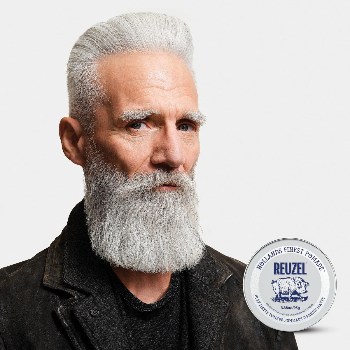 Reuzel Pomada de arcilla mate, pomada sin brillo con fijación media para un estilo y acabado naturales, 3,38 oz/95 g