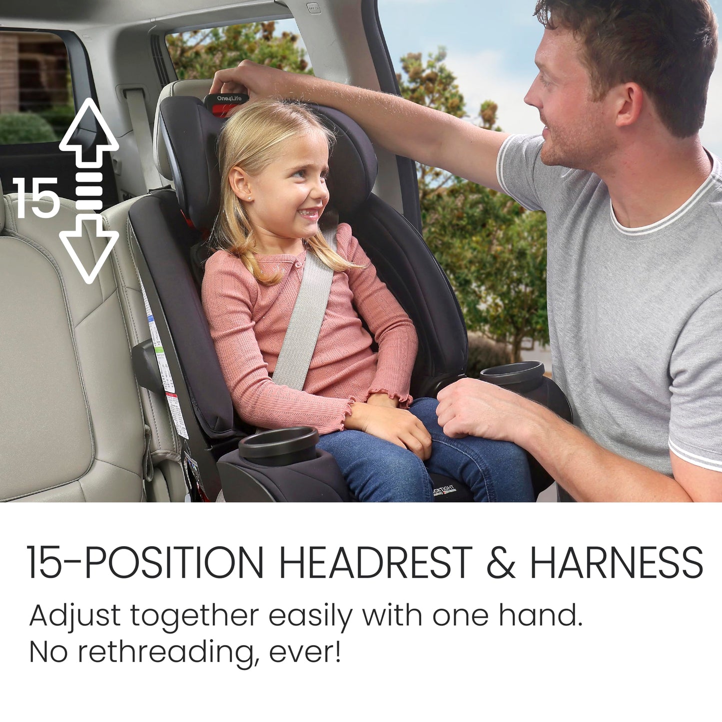 Britax One4Life - Asiento de coche convertible todo en uno, asiento de coche 3 en 1 y asiento elevador con instalación fácil de clic, capacidad extendida de cara trasera y telas transpirables de