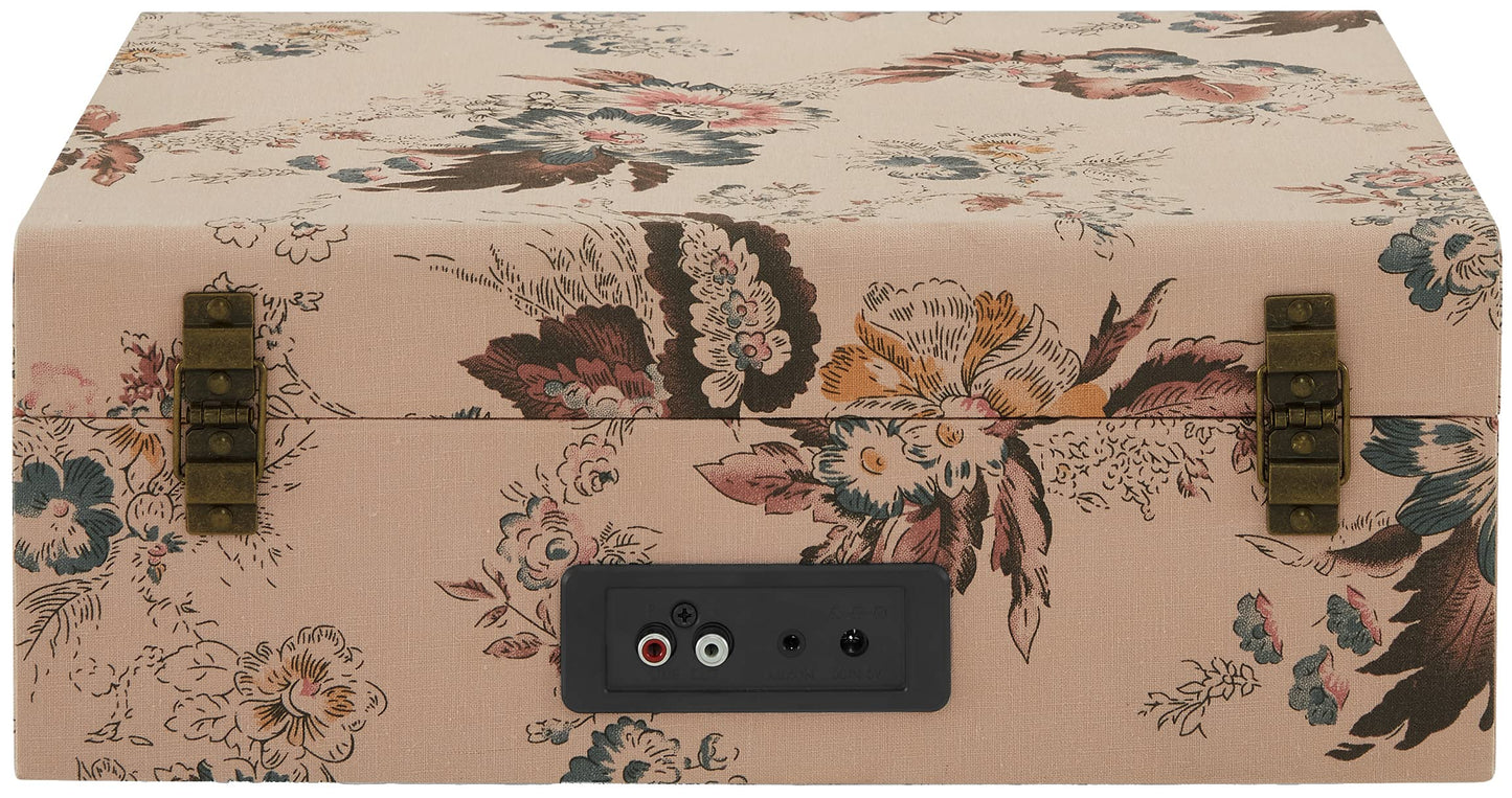 Crosley CR8017B-FL Voyager - Tocadiscos de Vinilo portátil clásico con Entrada y Salida Bluetooth y Altavoces Integrados, Floral