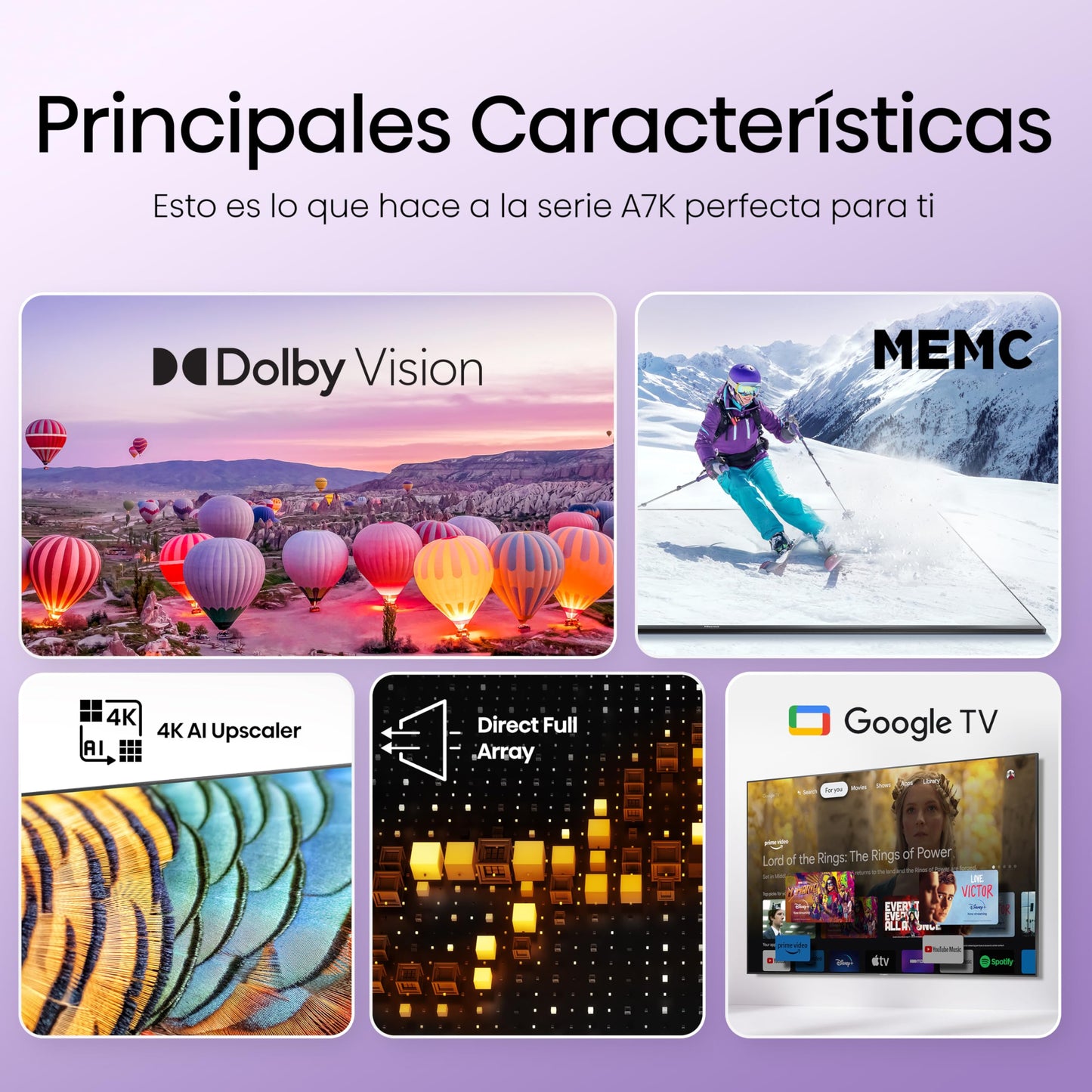 Hisense-Pantalla 4K de 65" 65A7K Google Smart TV 2023