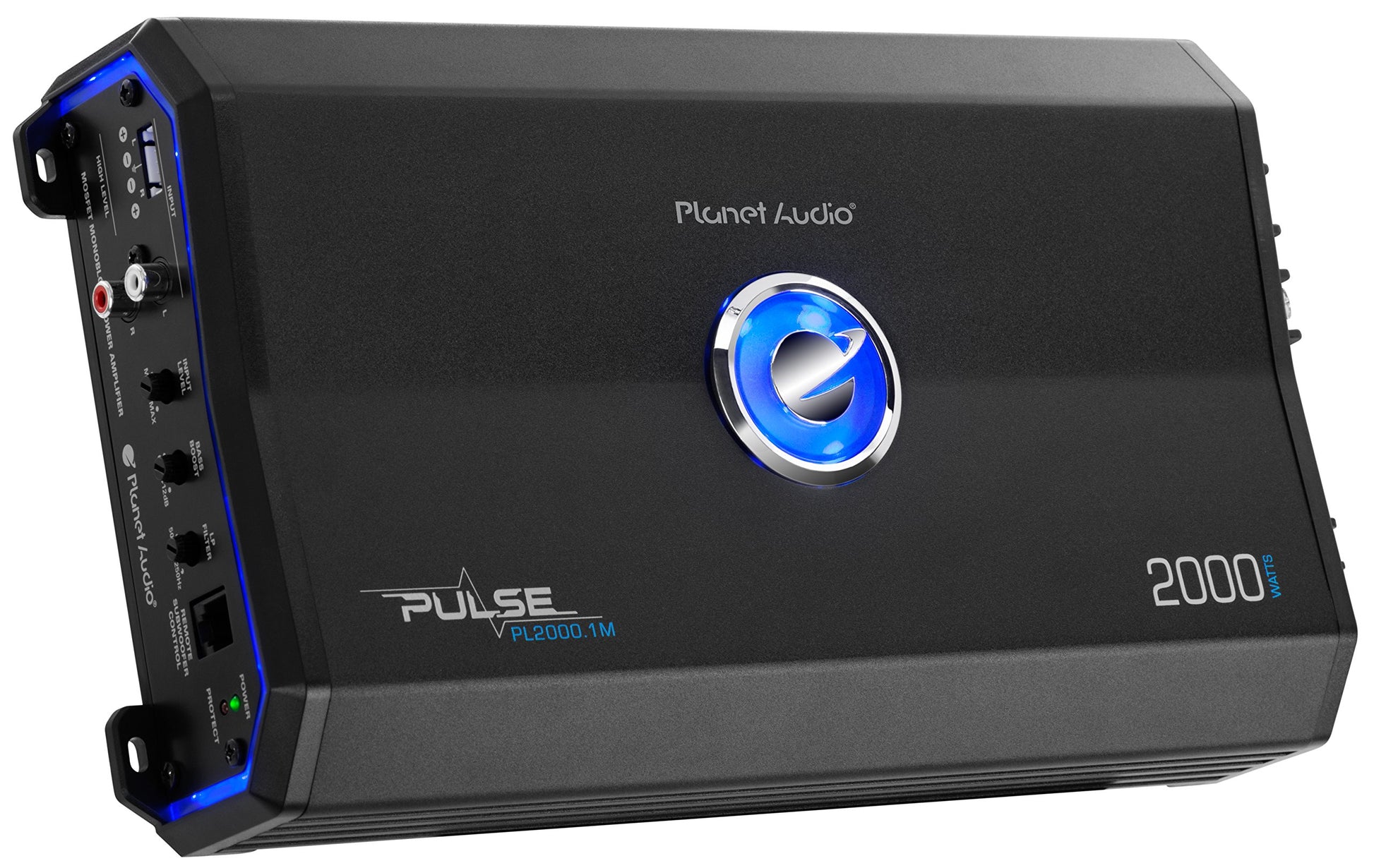 Amplificador Monoblock Planet pl2500.1 Plata Control Remoto 2500 W Clase A/B 2 Ohmios MOSFET para Subwoofer Audio 2000 Watts
