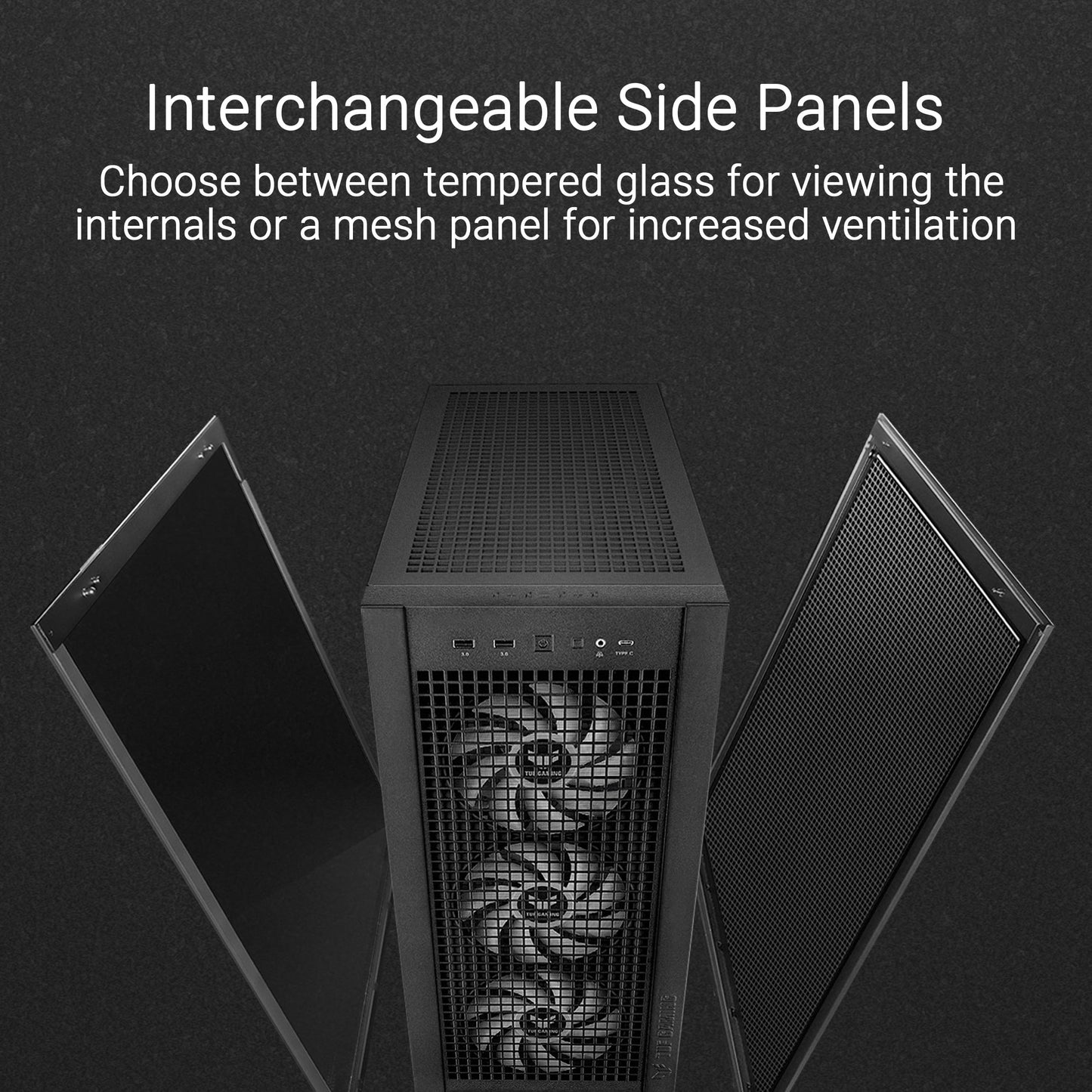 ASUS TUF Gaming GT302 ARGB White Edition ATX - Carcasa de Torre Media, Cuatro Ventiladores ARGB de 140 x 28 mm para Flujo de Aire y presión estática, Panel Intercambiable, Panel Superior Desmontable,