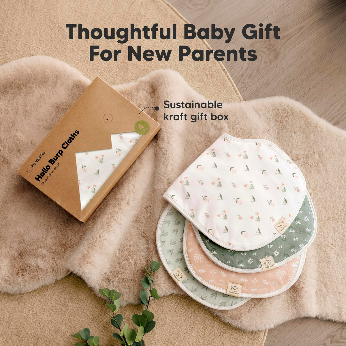 KeaBabies Juego de 4 paños para eructos de bebé, para niña y niño - Paño para eructos de algodón orgánico, extra grande, absorbente, paños para eructos suaves y baberos para bebés, paños para eructos