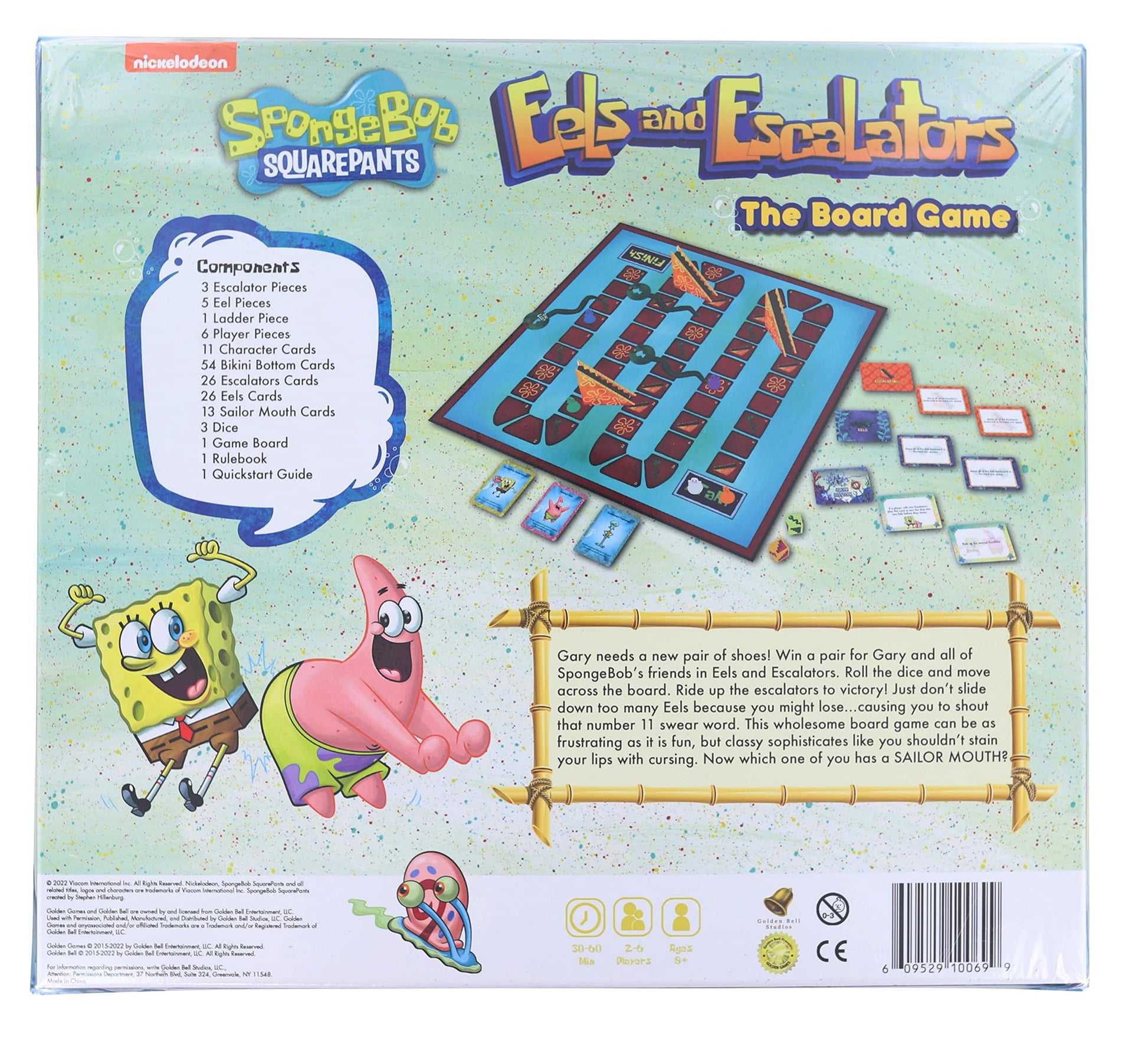 Juego de Mesa Bell Studios Dorado de Anguilas y Escaleras Mecánicas Bob Esponja