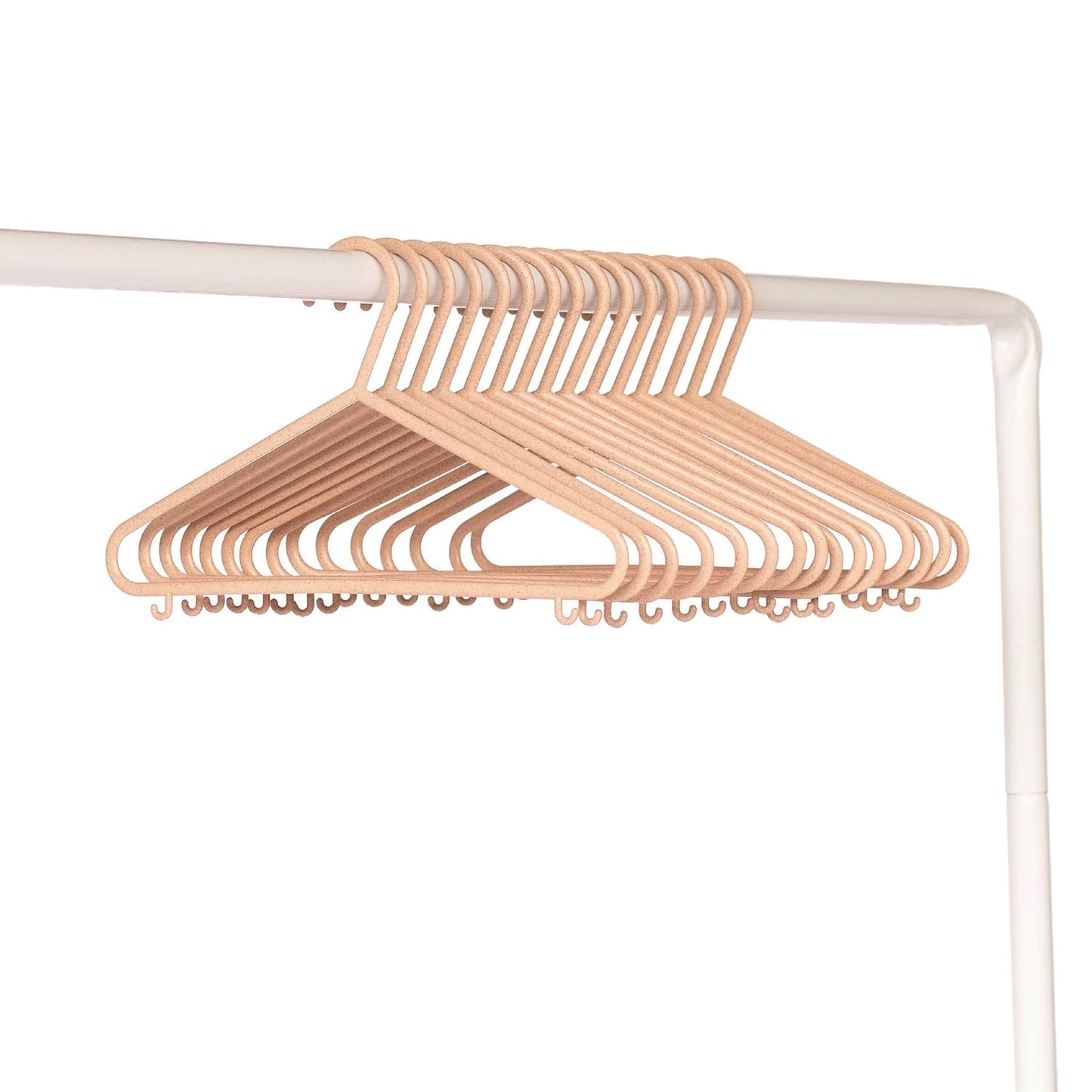 Paquete de 30 perchas de paja de trigo para bebé, paquete de 30 unidades, ecológicas, para guardería, almacenamiento de ropa duradera para niños, tamaño de recién nacido a 5T, color rosa moteado