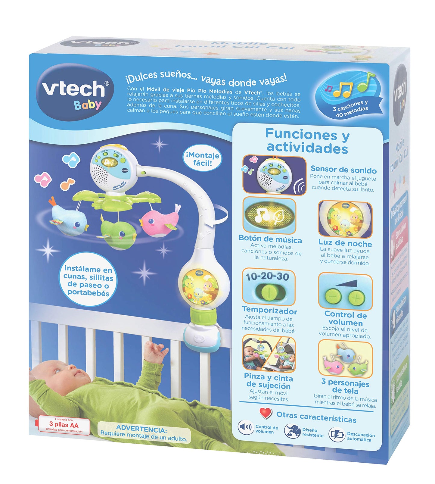 Móvil de Viaje VTech Multicolor Pío Pío Melodías para Bebé