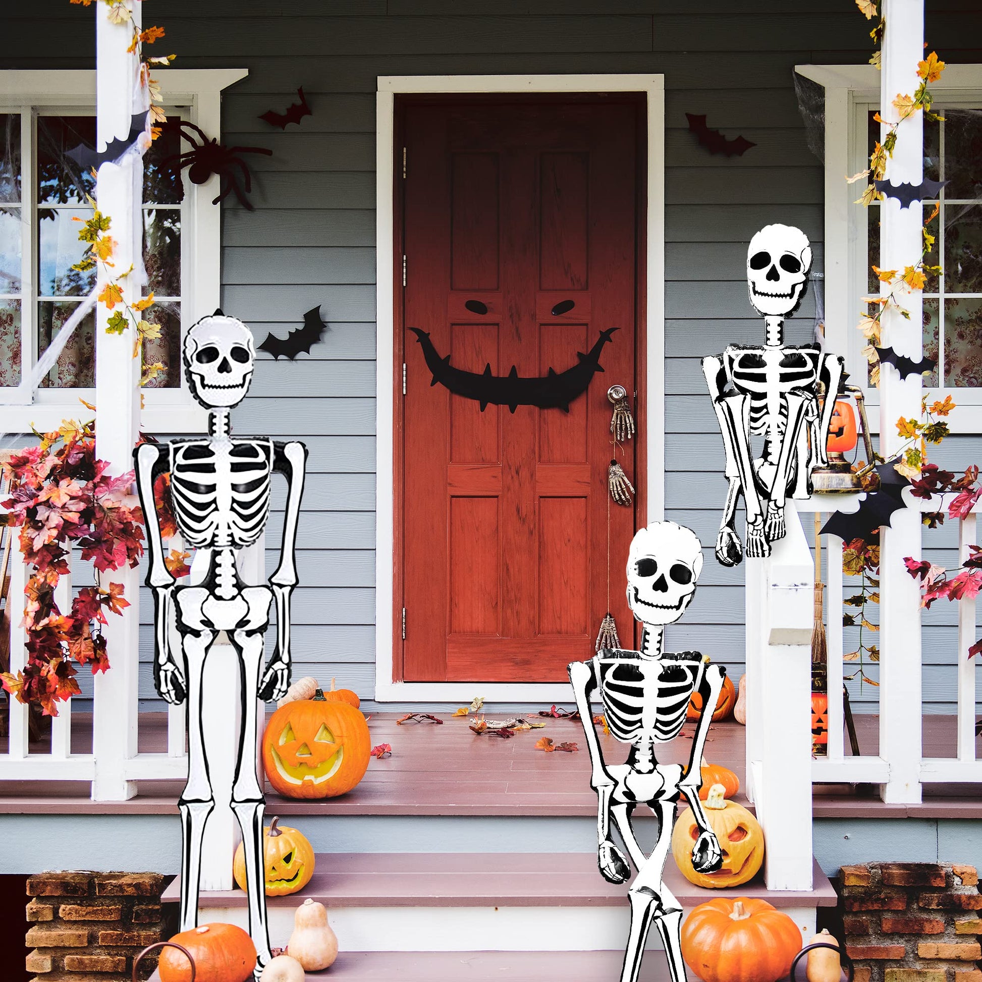 ArtCreativity - Decoración inflable de esqueleto de Halloween de tamaño real (6 pies de altura), bonita y espeluznante decoración del hogar | para uso en interiores y exteriores | Suministros de