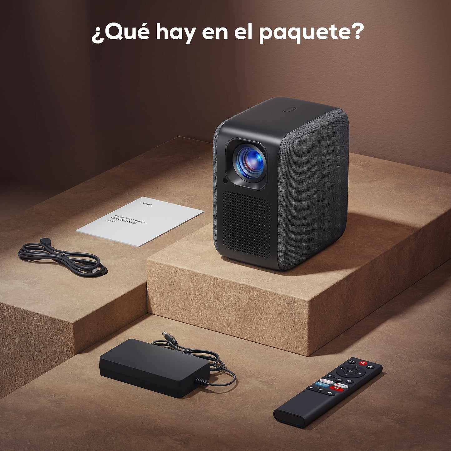 Proyector Portátil iZEEKER Blanco Nativo 1080P 18000 Lúmenes 4K con WiFi Bluetooth y Dolby Audio