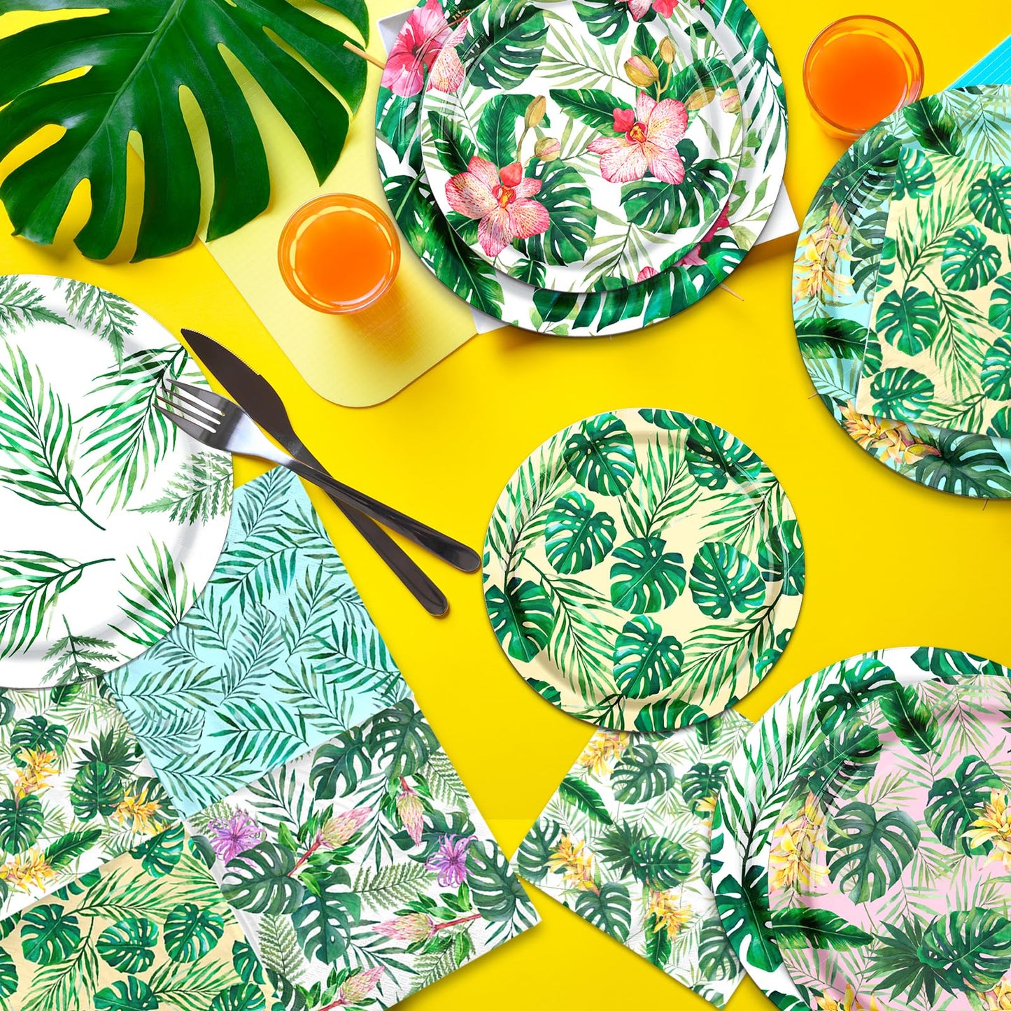Servilletas y Platos Hawaianos Luau Tropicales para Fiesta de Cumpleaños de Verano