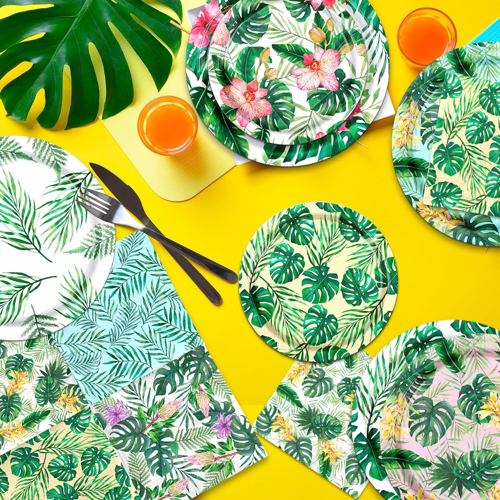 Servilletas y Platos Hawaianos Luau Tropicales para Fiesta de Cumpleaños de Verano