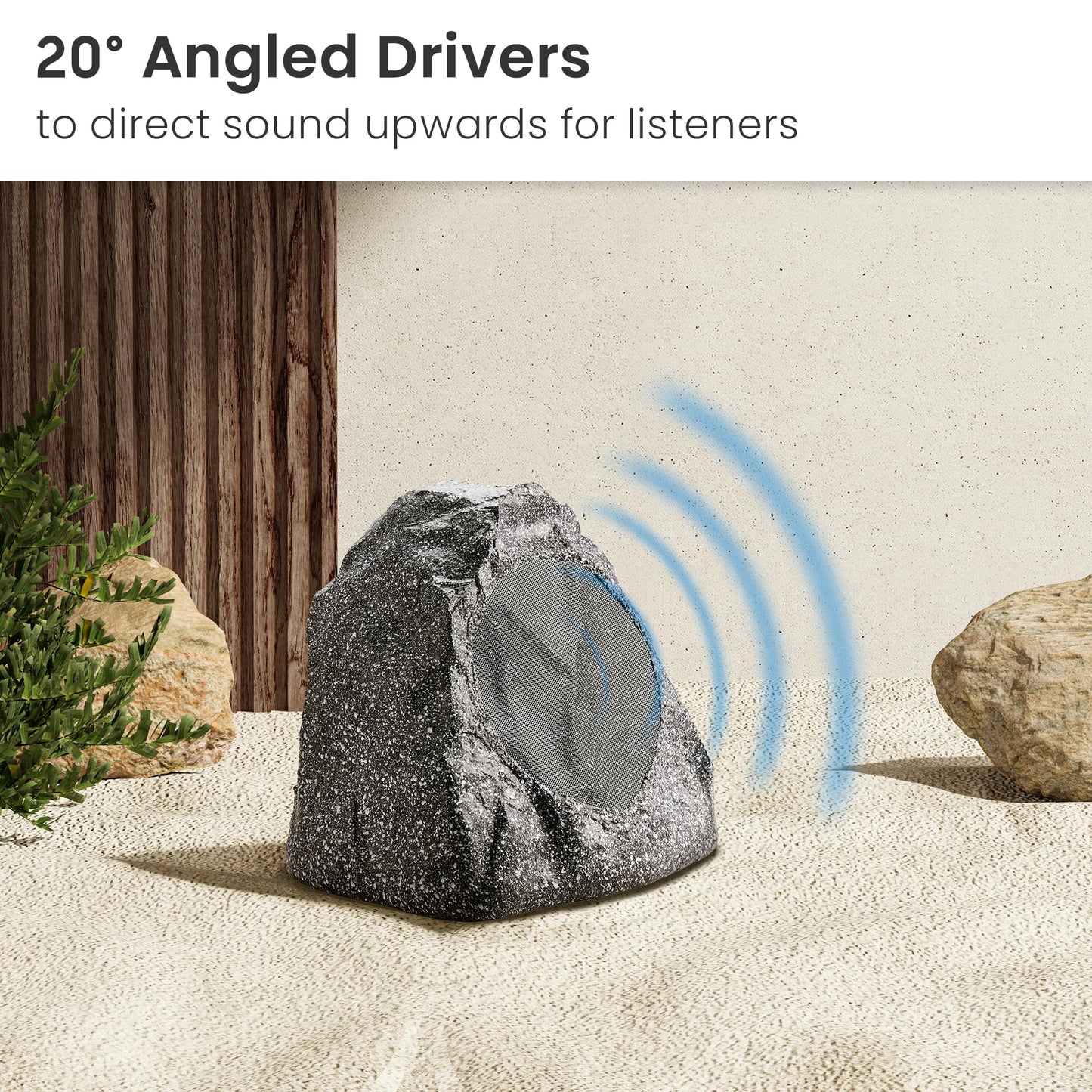 Theater Solutions 2R8G 8-Inch Woofers Outdoor Garden Waterproof Granite Rock Patio Speaker Pair (Granite Grey)