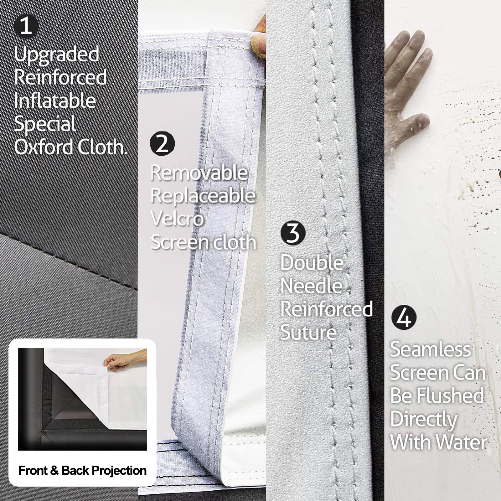 GYUEM Pantalla de proyector de 22 pies - Pantallas inflables de Cine para Exteriores e Interiores - Incluye Cuerda, soplador, estacas para Carpa - Ideal para Fiestas al Aire Libre