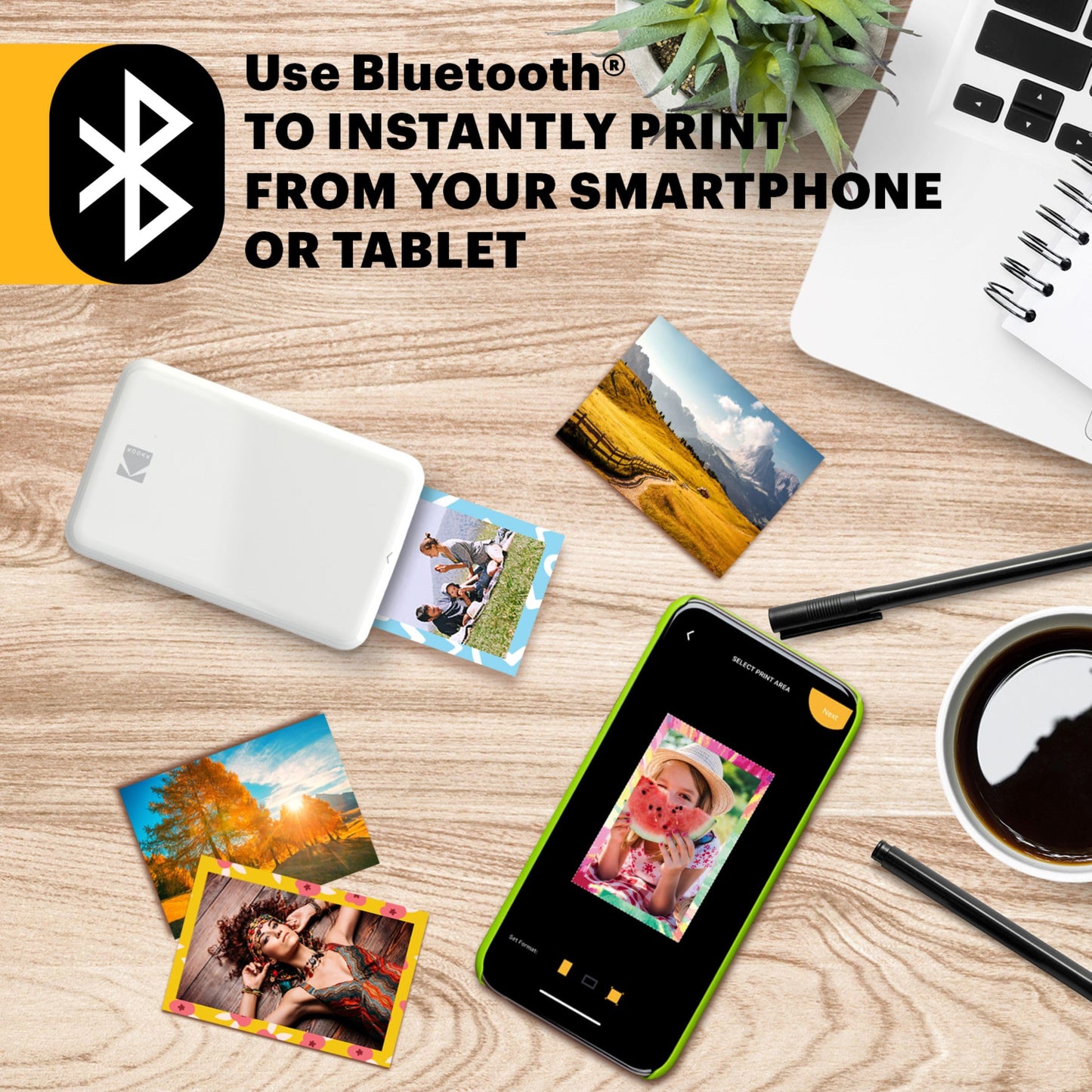 Kodak Step Wireless Mobile Photo Mini Printer (Blanco) Compatible con Dispositivos iOS y Android, NFC y Bluetooth