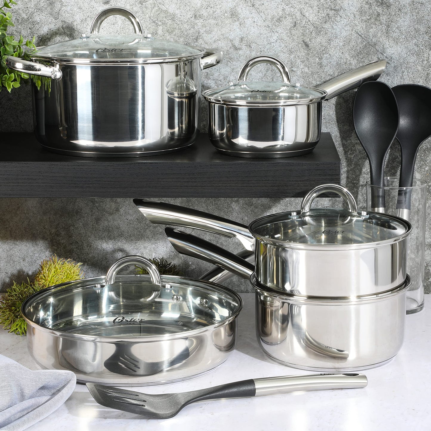 Juego de Utensilios de Cocina Oster Sangerfield Acero Inoxidable con Herramientas de Cocina