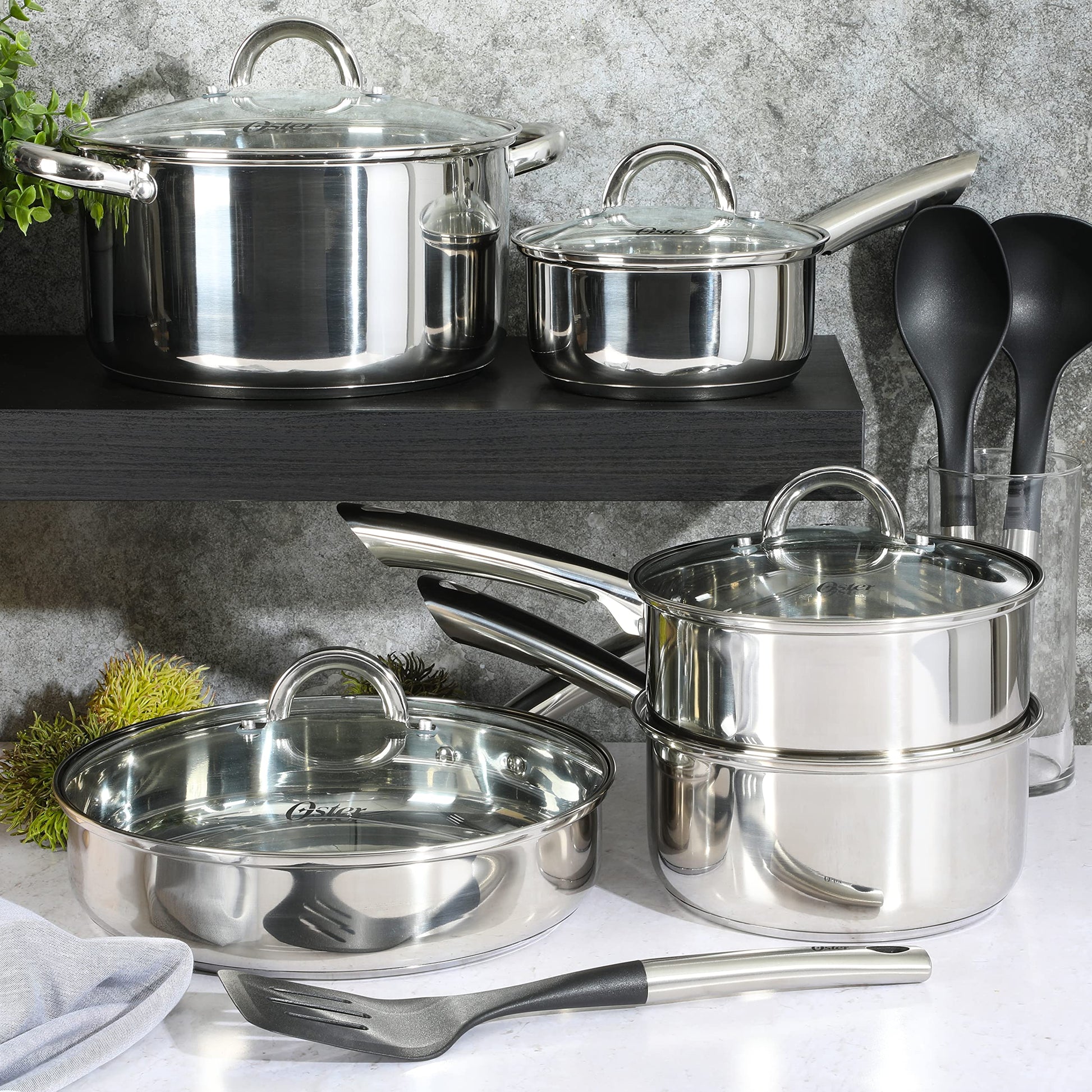 Juego de Utensilios de Cocina Oster Sangerfield Acero Inoxidable con Herramientas de Cocina